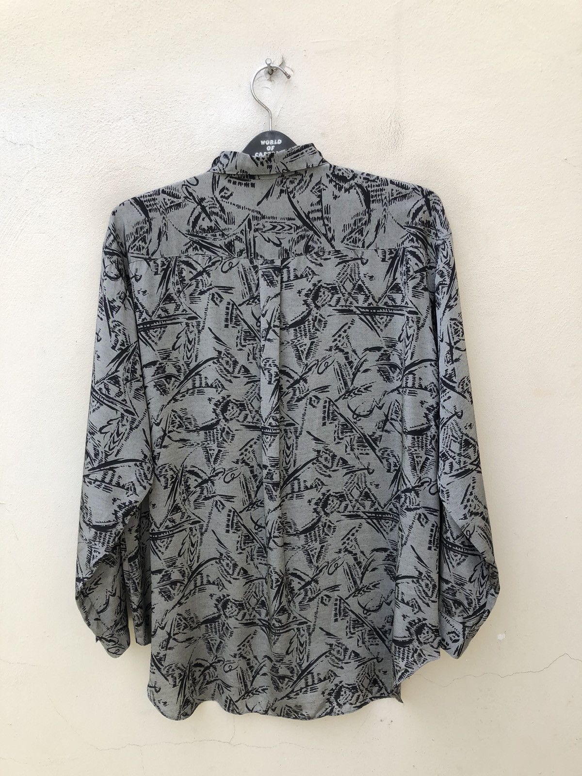 Other Vintage 90s ZYME Japan Silky Rayon Abstract LS Grey Shirt Size US L / EU 52-54 / 3 - 14 Thumbnail