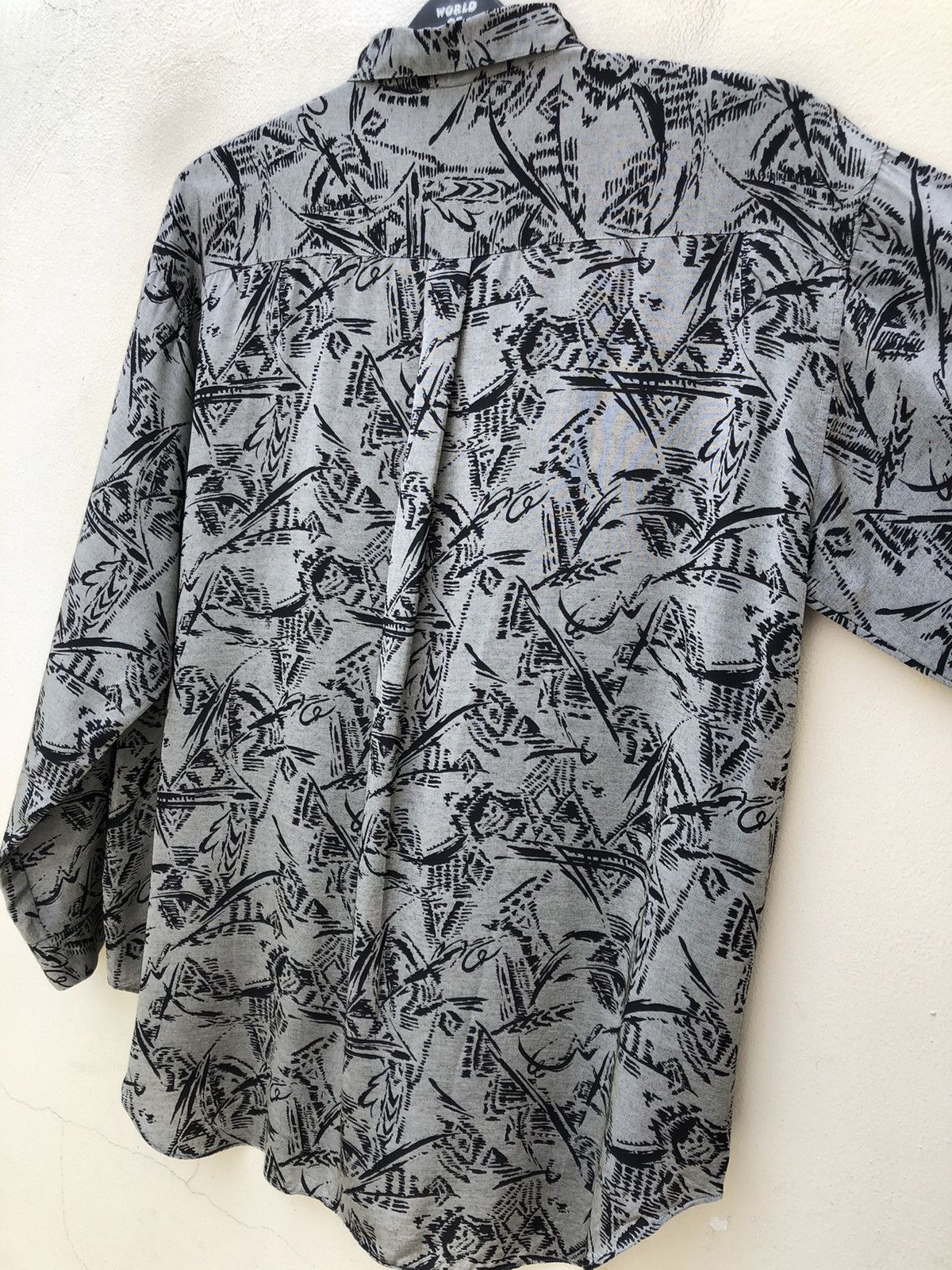 Other Vintage 90s ZYME Japan Silky Rayon Abstract LS Grey Shirt Size US L / EU 52-54 / 3 - 17 Thumbnail