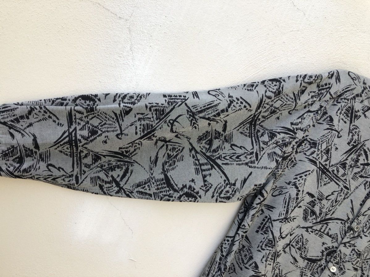 Other Vintage 90s ZYME Japan Silky Rayon Abstract LS Grey Shirt Size US L / EU 52-54 / 3 - 13 Thumbnail