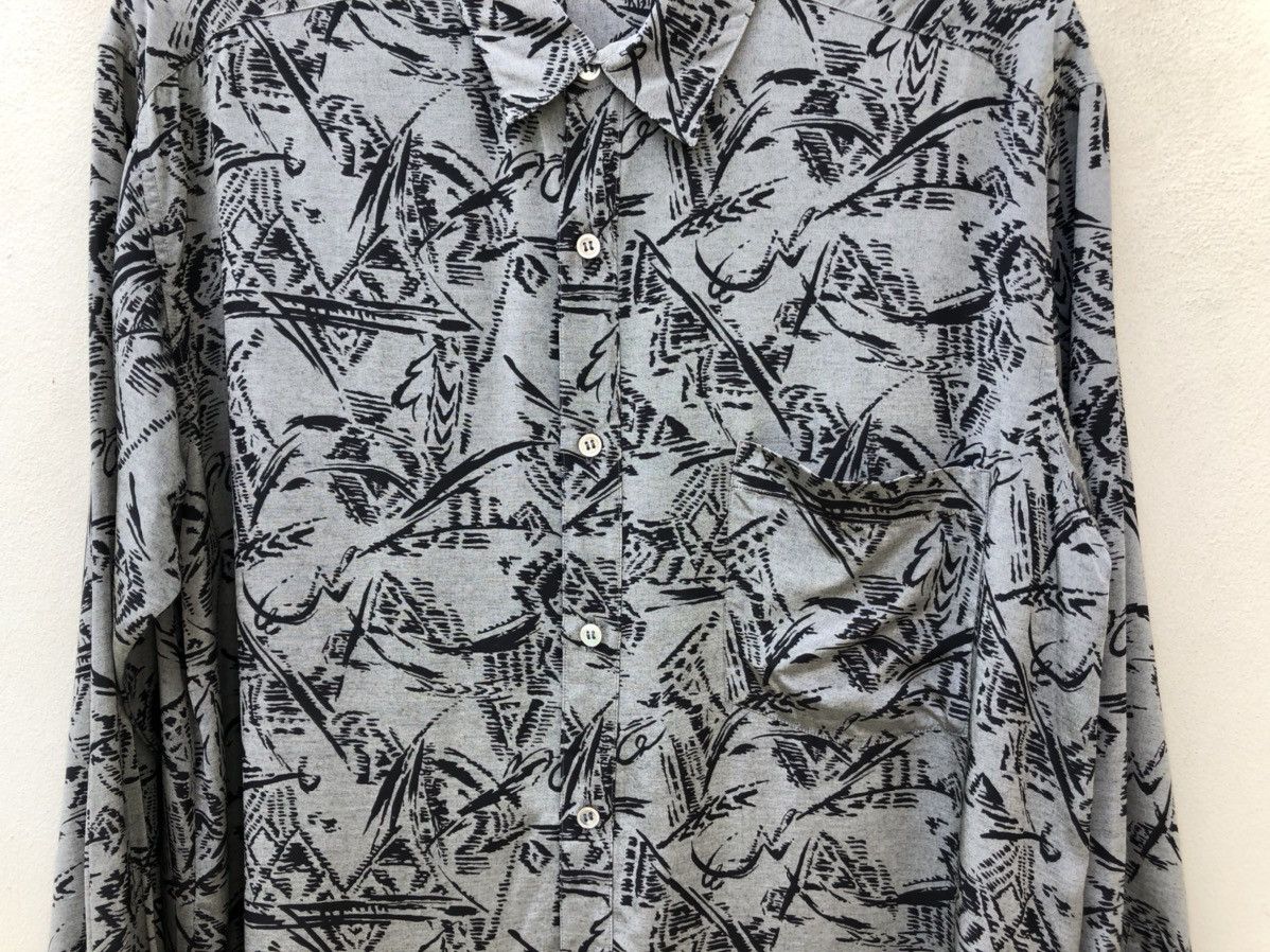 Other Vintage 90s ZYME Japan Silky Rayon Abstract LS Grey Shirt Size US L / EU 52-54 / 3 - 11 Thumbnail