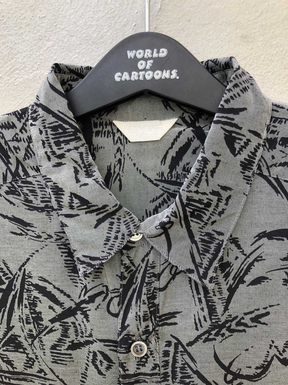Other Vintage 90s ZYME Japan Silky Rayon Abstract LS Grey Shirt Size US L / EU 52-54 / 3 - 7 Thumbnail