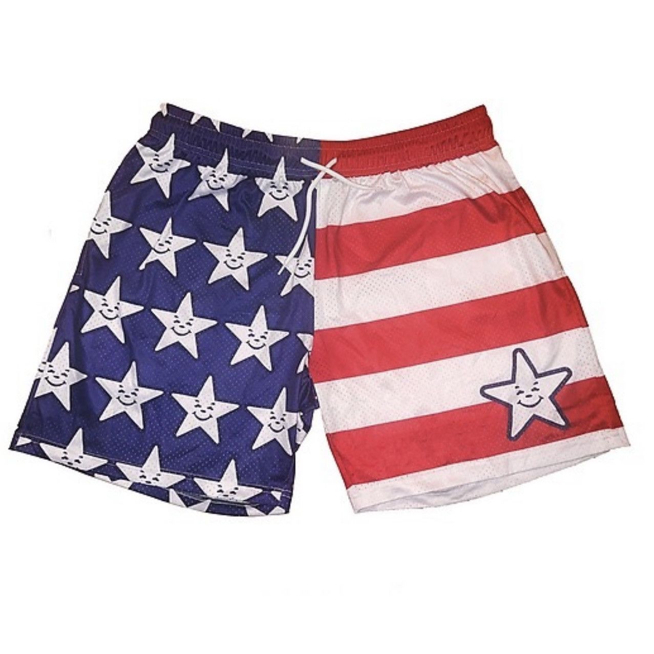 Image of Asspizza Mesh American Flag Shorts - Size Xxl/38W in Red White Blue, Men's