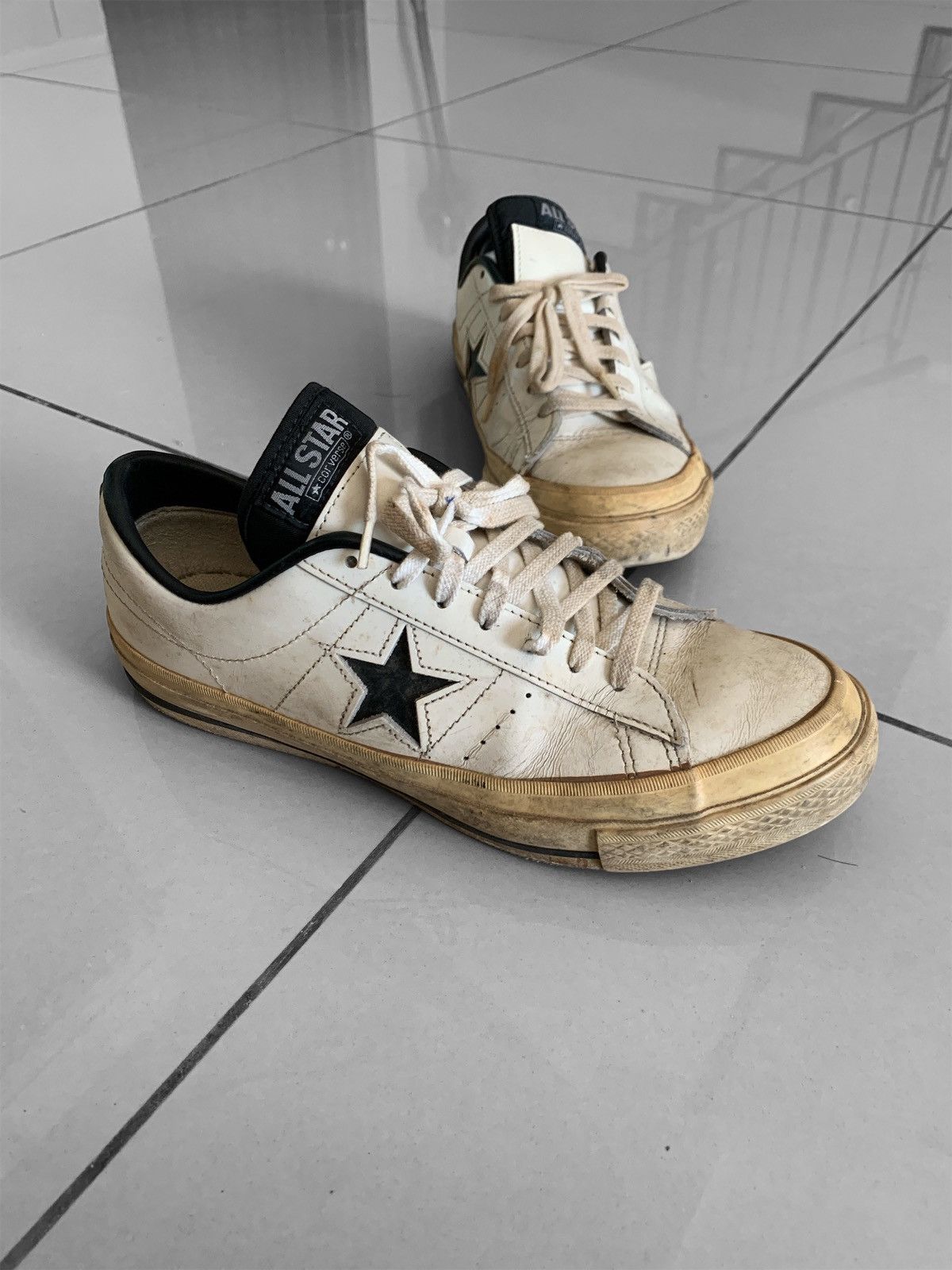 Converse VTG 1990s LONE STAR LEATHER CONVERSE MADE JAPAN SHOES Size US 7.5 / EU 40-41 - 3 Thumbnail