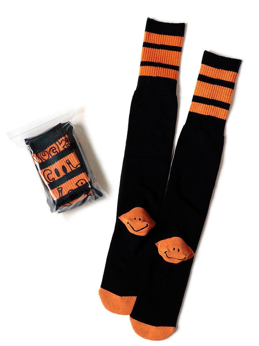 Kapital Skater Knee High Smiley Heel Socks Size ONE SIZE - 1 Thumbnail