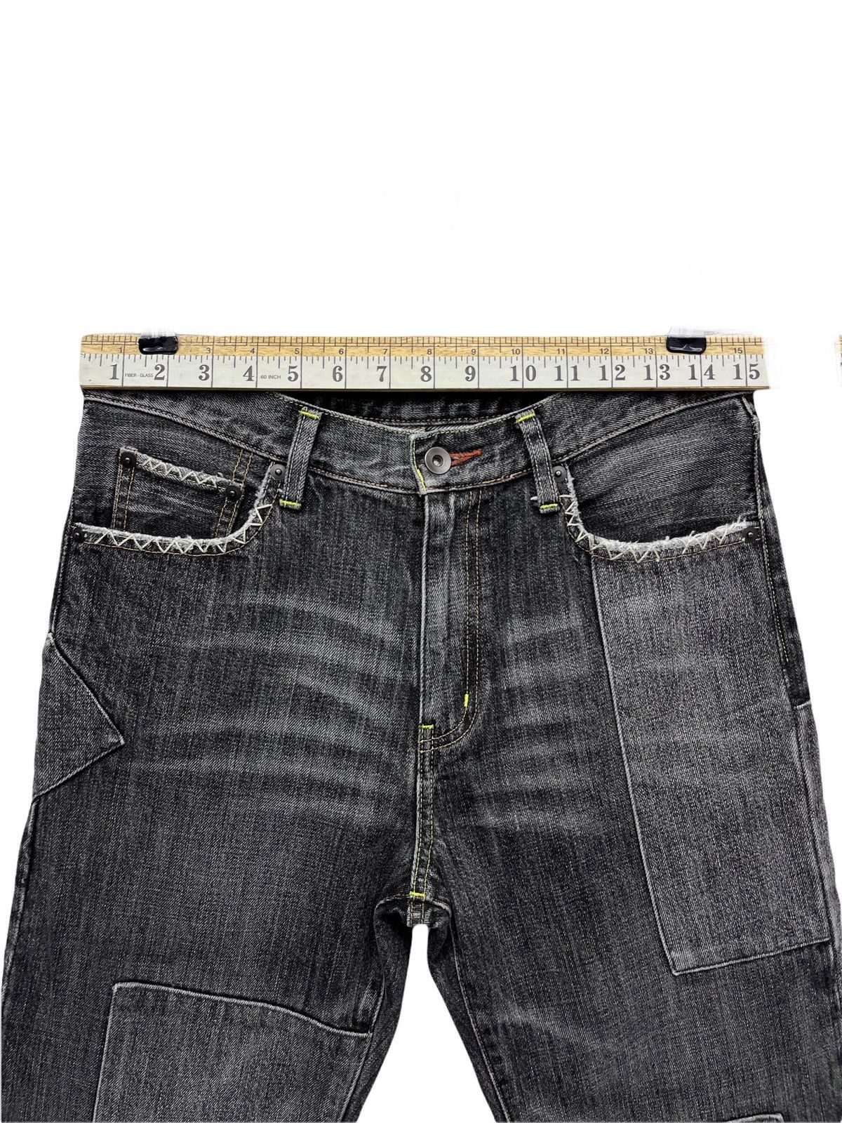 Japanese Brand FYE🔥Vtg y2k Black Patchwork Denim Inspired By Undercover Size US 30 / EU 46 - 15 Thumbnail