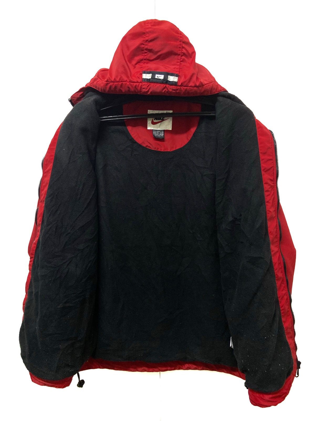 Nike × Vintage 90's NIKE BIG LOGO EMBROIDERY SPELLOUT JACKET WITH HOODIES Size US L / EU 52-54 / 3 - 3 Thumbnail
