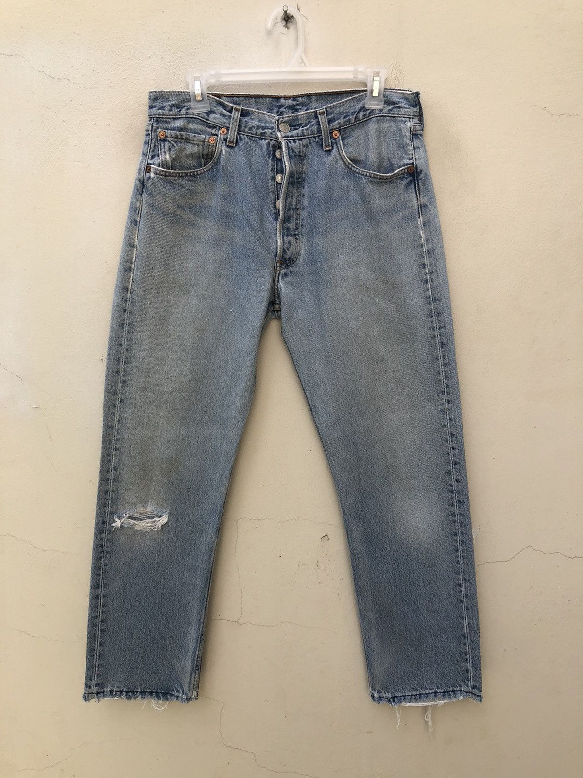 image of Levis x Vintage 2000S Levi’S 501 Jeans Distressed Released Hem Denim, Men's (Size 32)