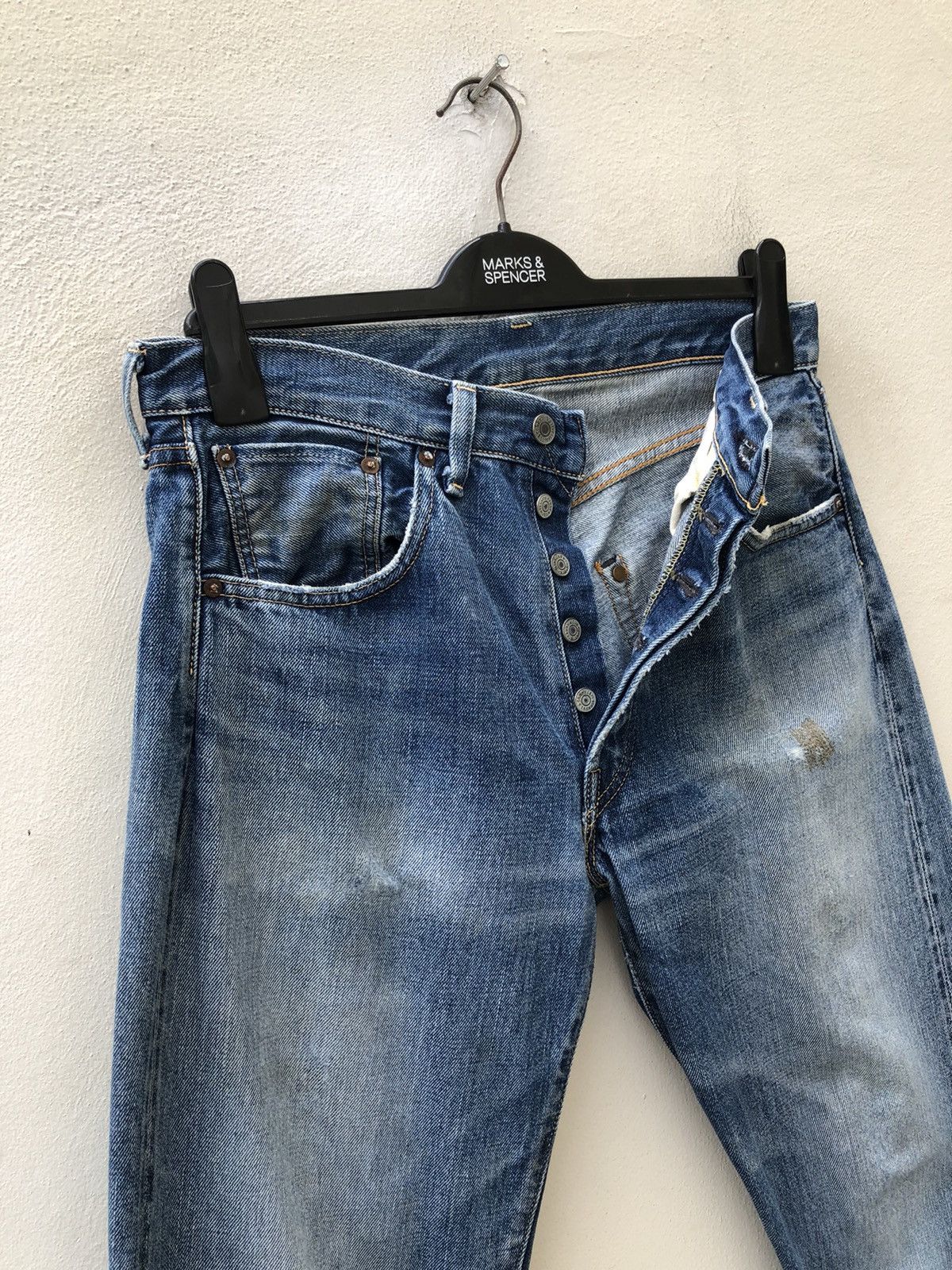 Levi's Vintage Clothing 2006 LVC Levi’s 501 XX E Distressed Selvedge Denim Jeans R1 Size US 31 - 3 Thumbnail