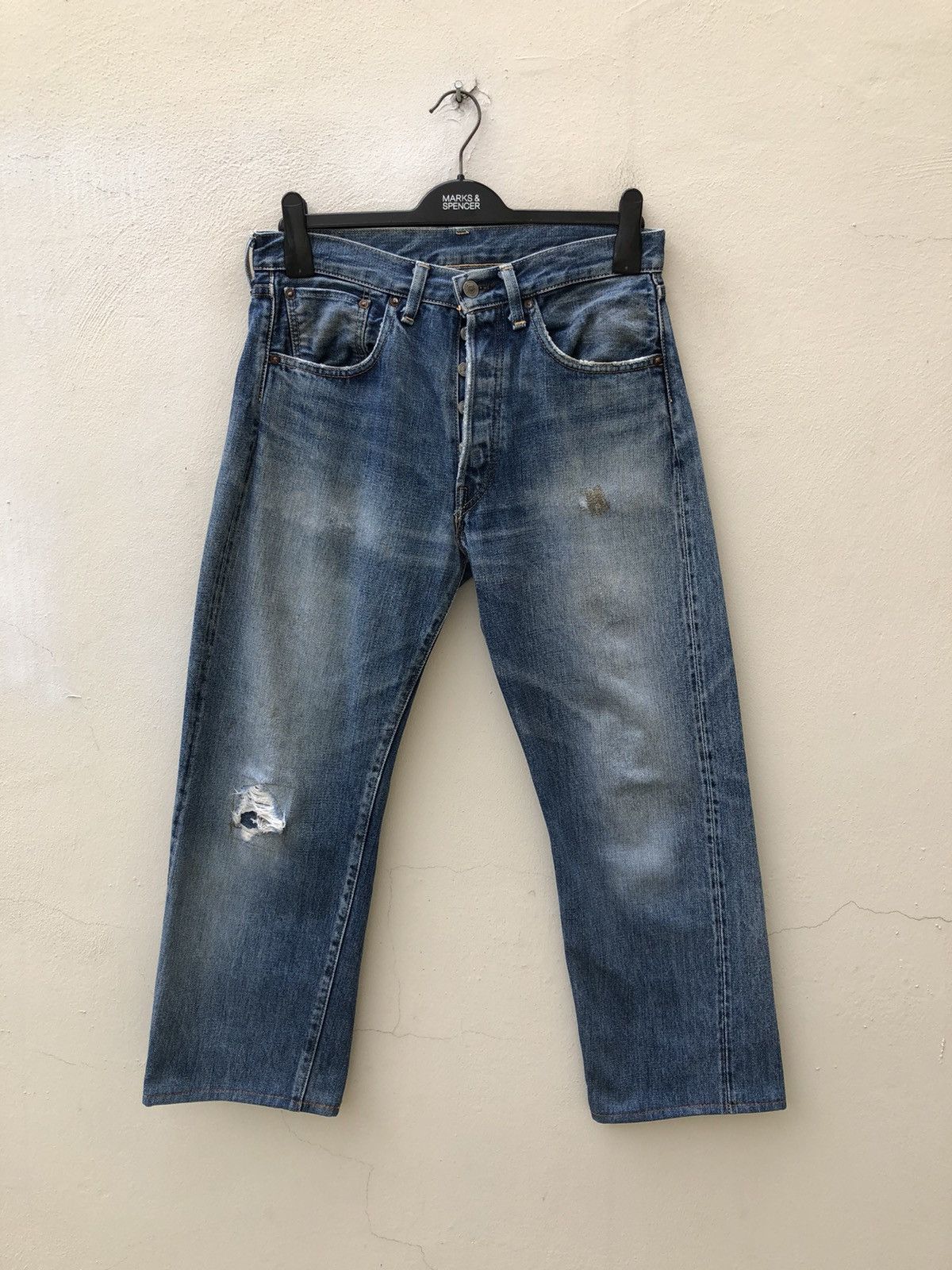 Levi's Vintage Clothing 2006 LVC Levi’s 501 XX E Distressed Selvedge Denim Jeans R1 Size US 31 - 1 Thumbnail