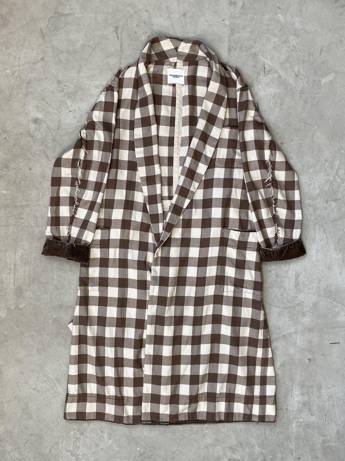 image of Takahiromiyashita The Soloist Soloist Silk Plaid-Checkered Robe in Flannel, Men's (Size Medium)