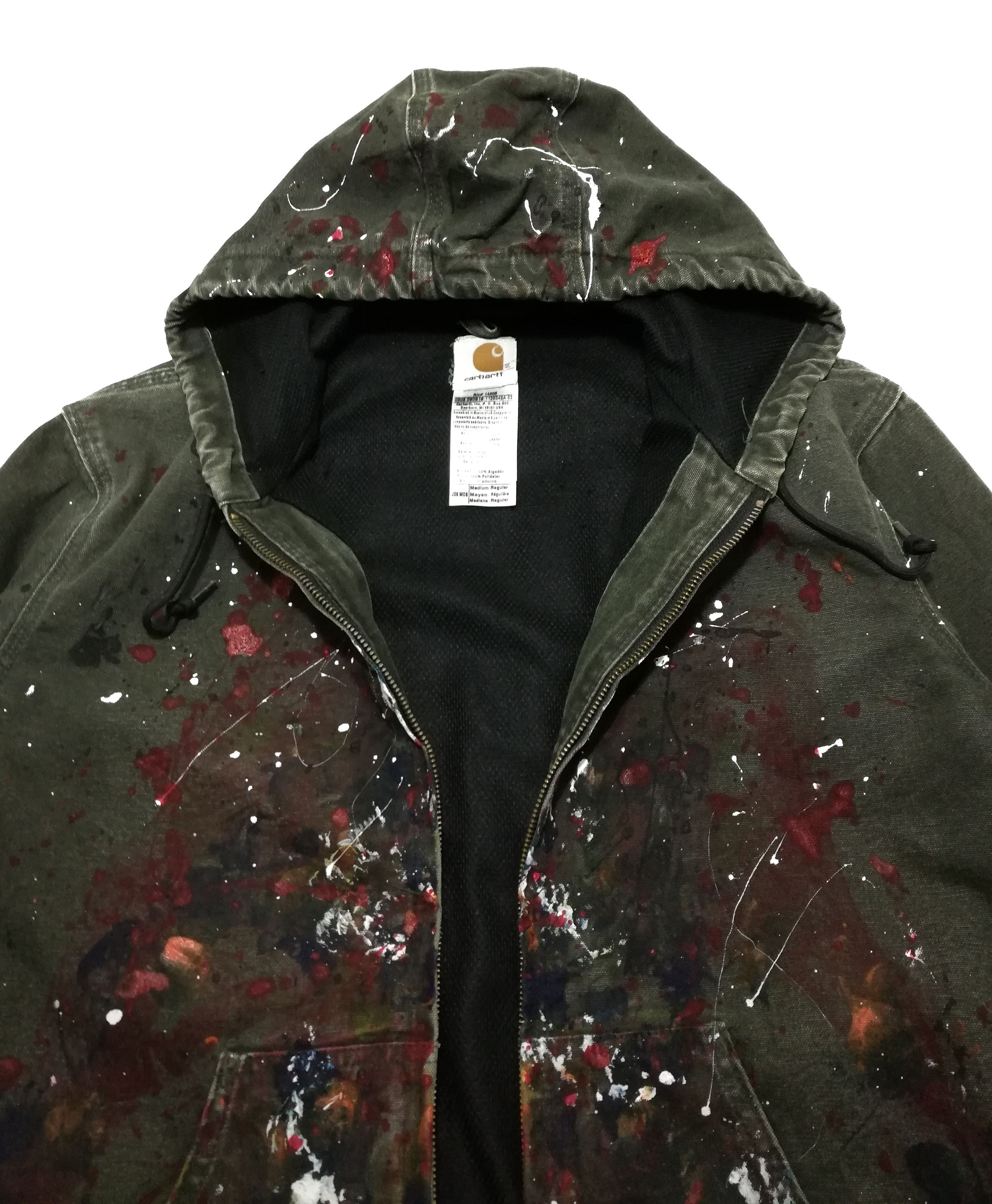 Carhartt × Carhartt Wip 🔥Customize Carhartt Paint Splatter Distressed Hoodie Jacke Size US M / EU 48-50 / 2 - 4 Thumbnail