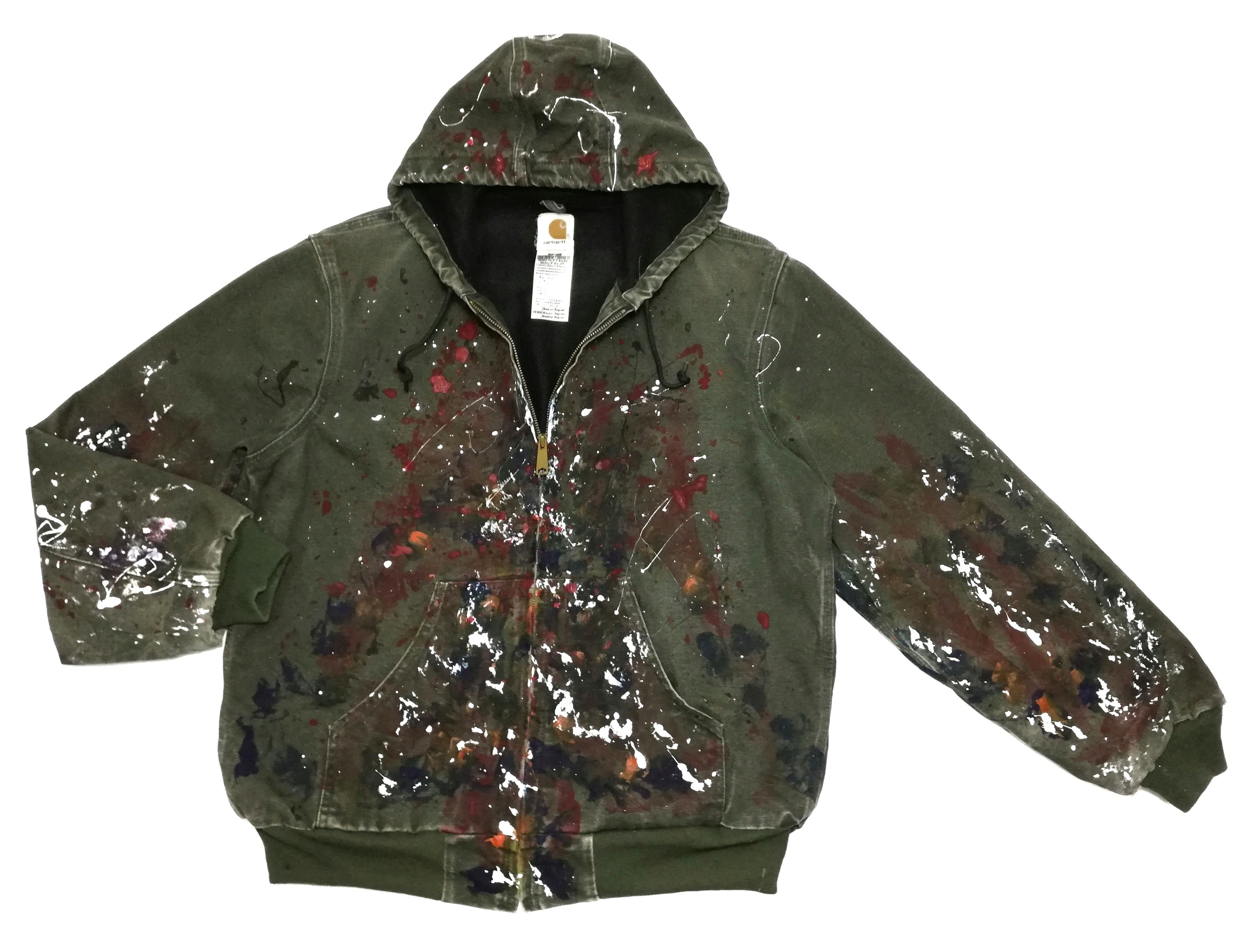Carhartt × Carhartt Wip 🔥Customize Carhartt Paint Splatter Distressed Hoodie Jacke Size US M / EU 48-50 / 2 - 2 Thumbnail