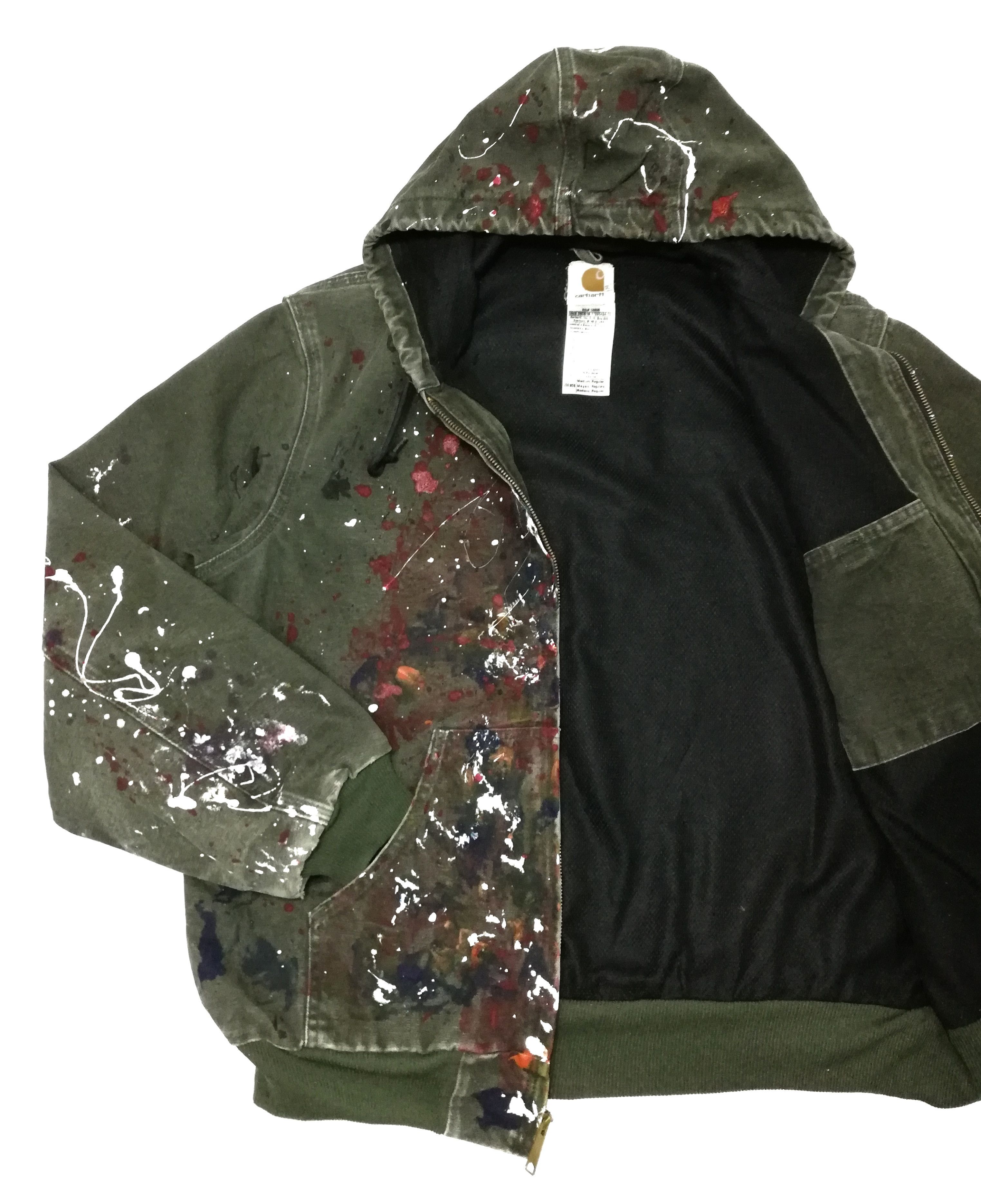 Carhartt × Carhartt Wip 🔥Customize Carhartt Paint Splatter Distressed Hoodie Jacke Size US M / EU 48-50 / 2 - 6 Thumbnail