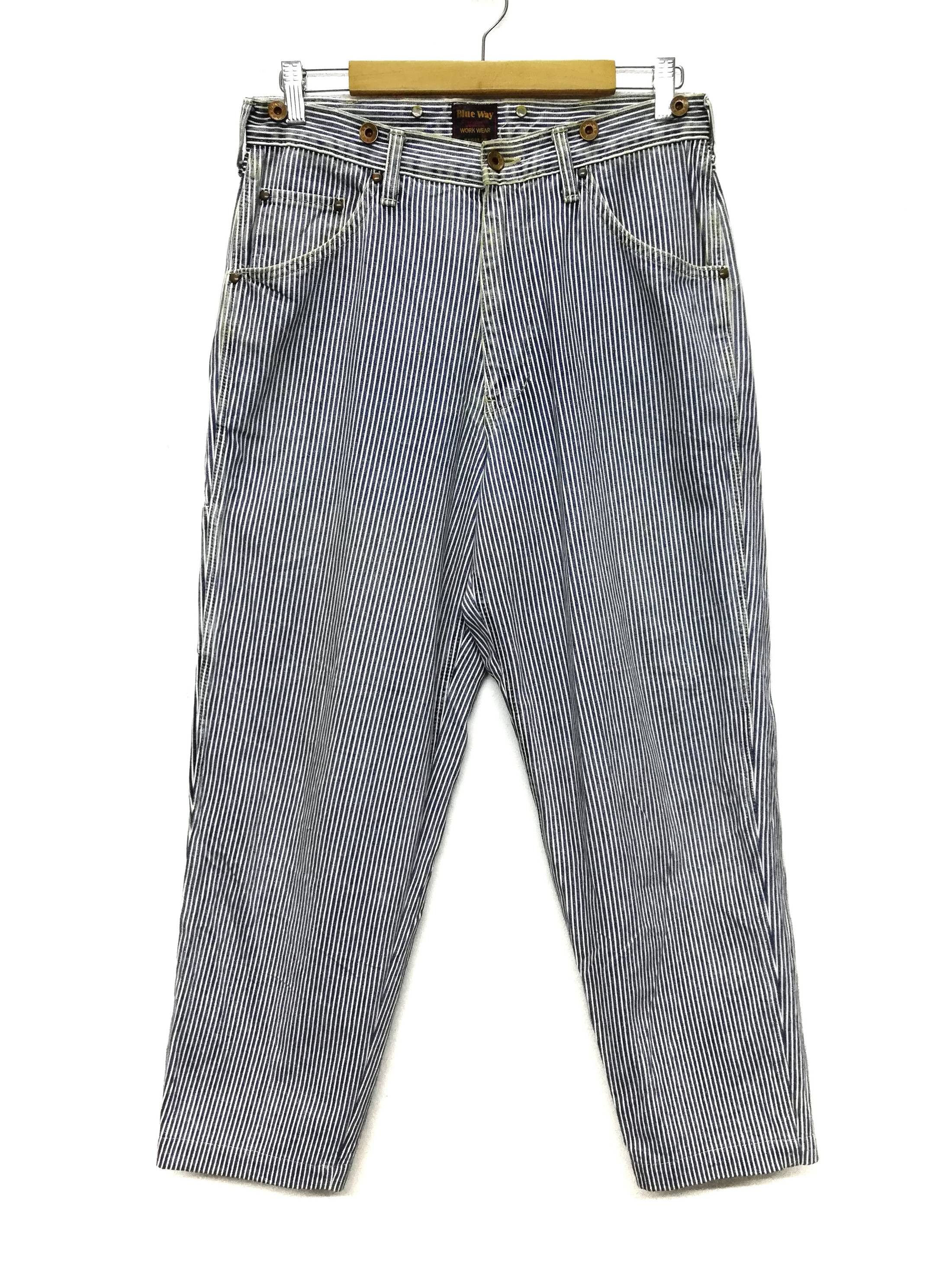 Japanese Brand × Vintage 🔥SUMMER SALE 🇯🇵 Blue Way Hickory Stripe Work Wear Pants Size US 31 - 2 Thumbnail