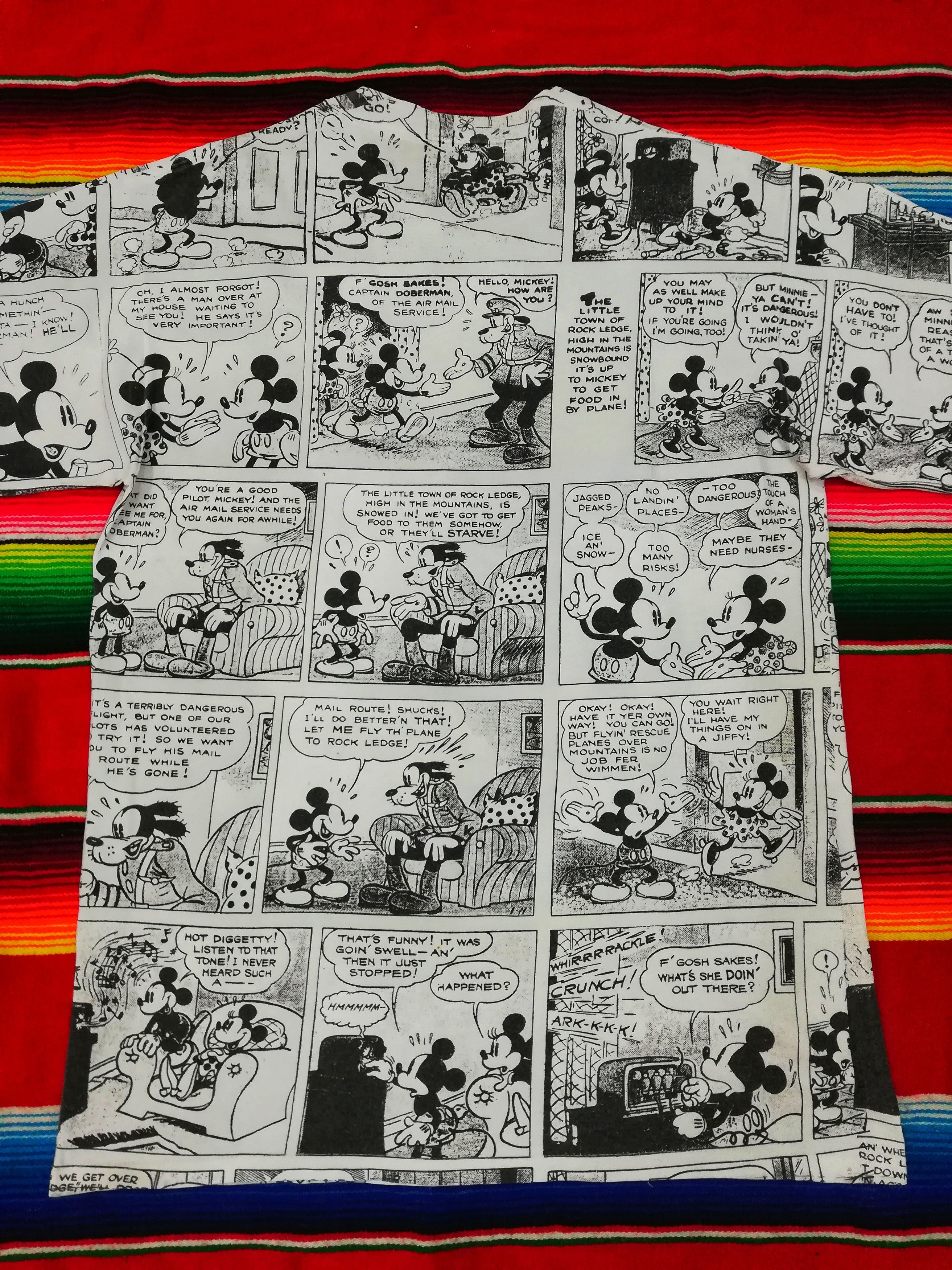 Velva Sheen × Vintage 🔥90's Mickey Mouse Full Print Newspaper All Over Print Tee Size US L / EU 52-54 / 3 - 12 Thumbnail