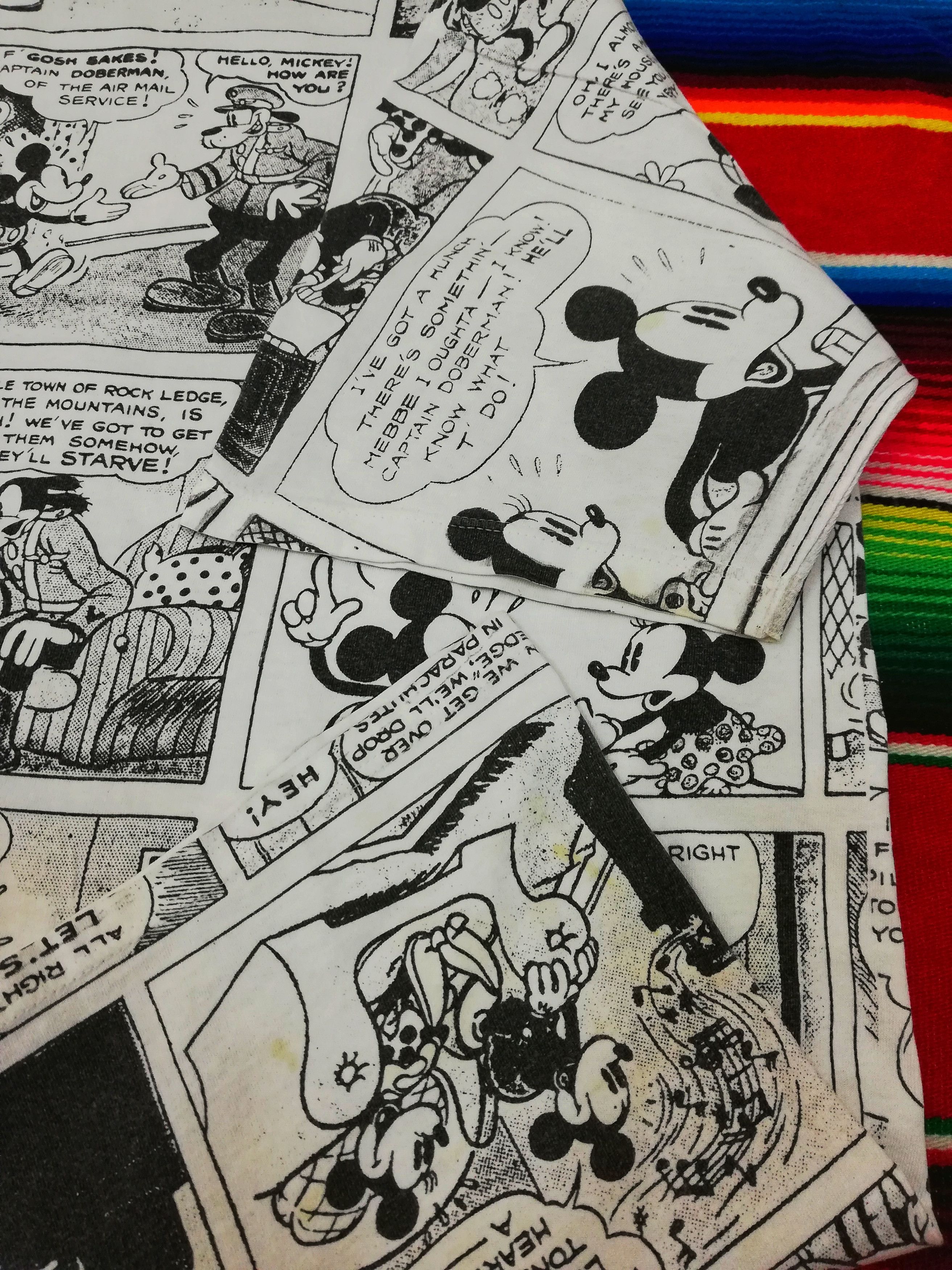 Velva Sheen × Vintage 🔥90's Mickey Mouse Full Print Newspaper All Over Print Tee Size US L / EU 52-54 / 3 - 13 Thumbnail