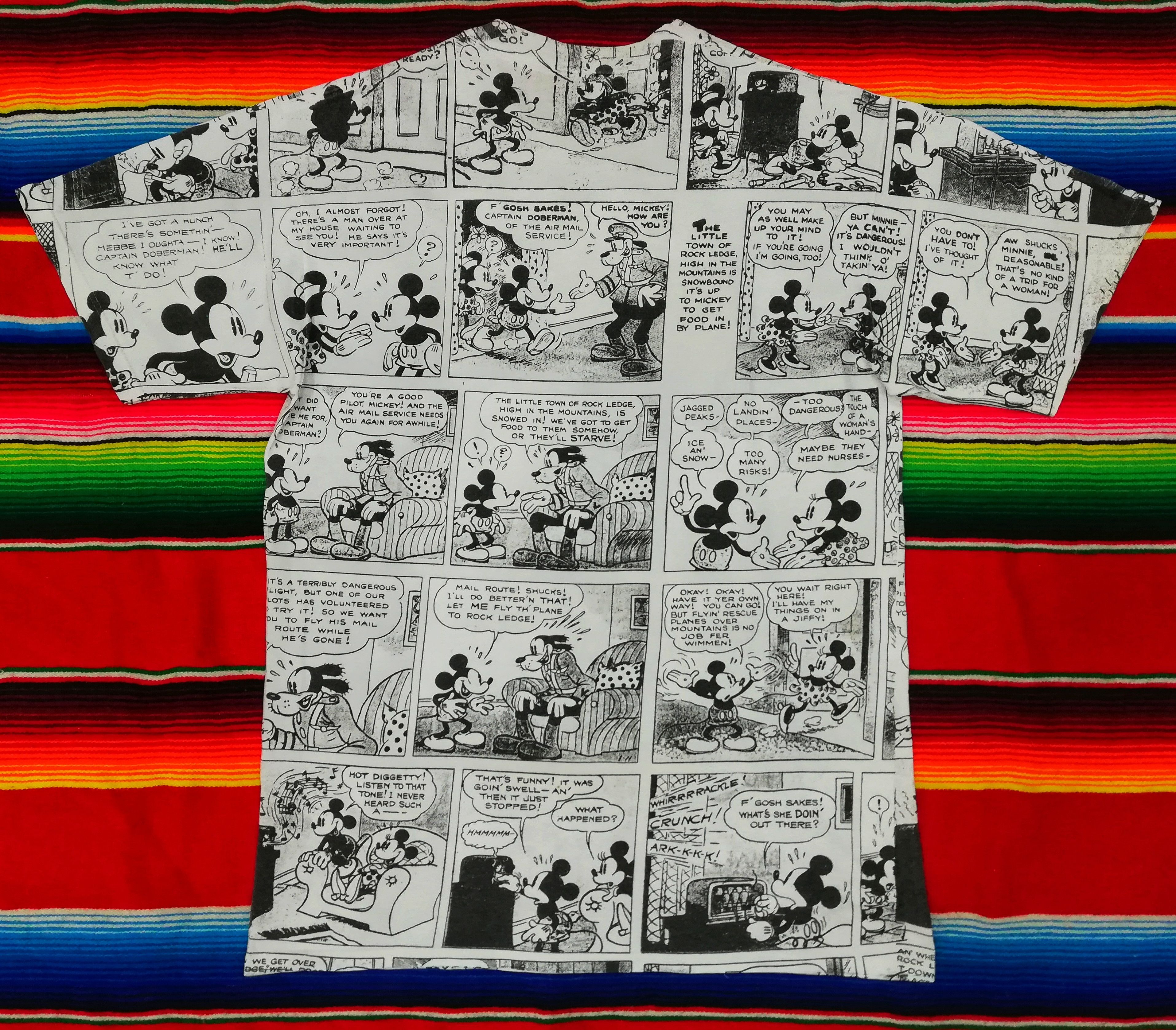 Velva Sheen × Vintage 🔥90's Mickey Mouse Full Print Newspaper All Over Print Tee Size US L / EU 52-54 / 3 - 11 Thumbnail