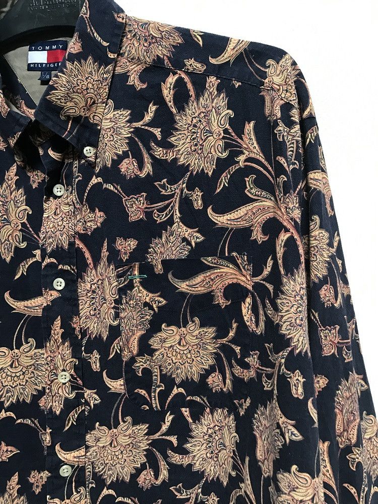 Tommy Hilfiger Vintage Tommy Hilfiger Flower Linen Blend Oversized Shirt Size US XL / EU 56 / 4 - 2 Thumbnail