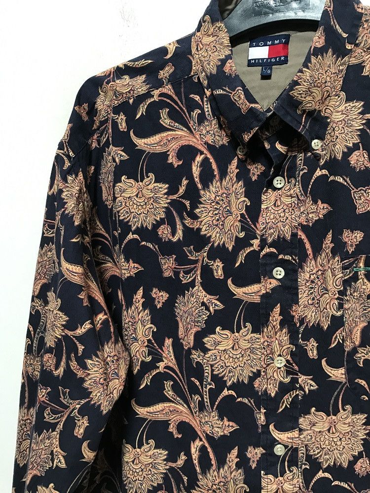 Tommy Hilfiger Vintage Tommy Hilfiger Flower Linen Blend Oversized Shirt Size US XL / EU 56 / 4 - 3 Thumbnail