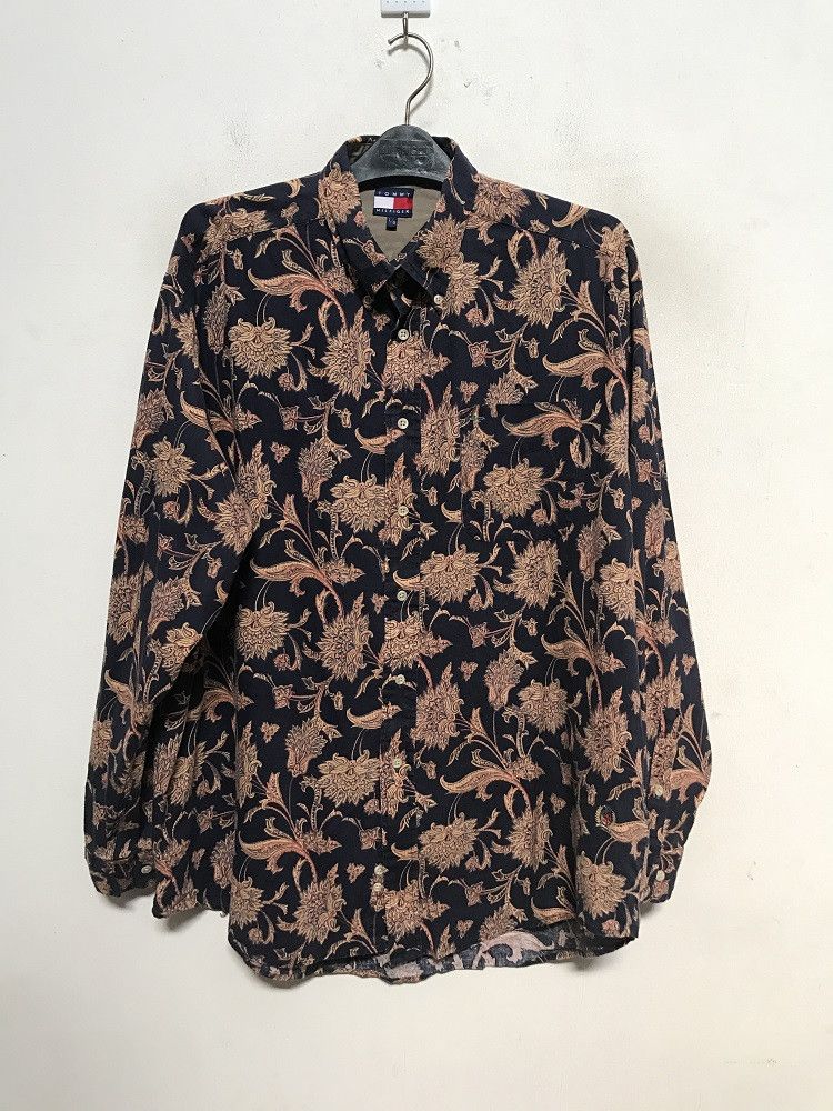 Tommy Hilfiger Vintage Tommy Hilfiger Flower Linen Blend Oversized Shirt Size US XL / EU 56 / 4 - 1 Thumbnail