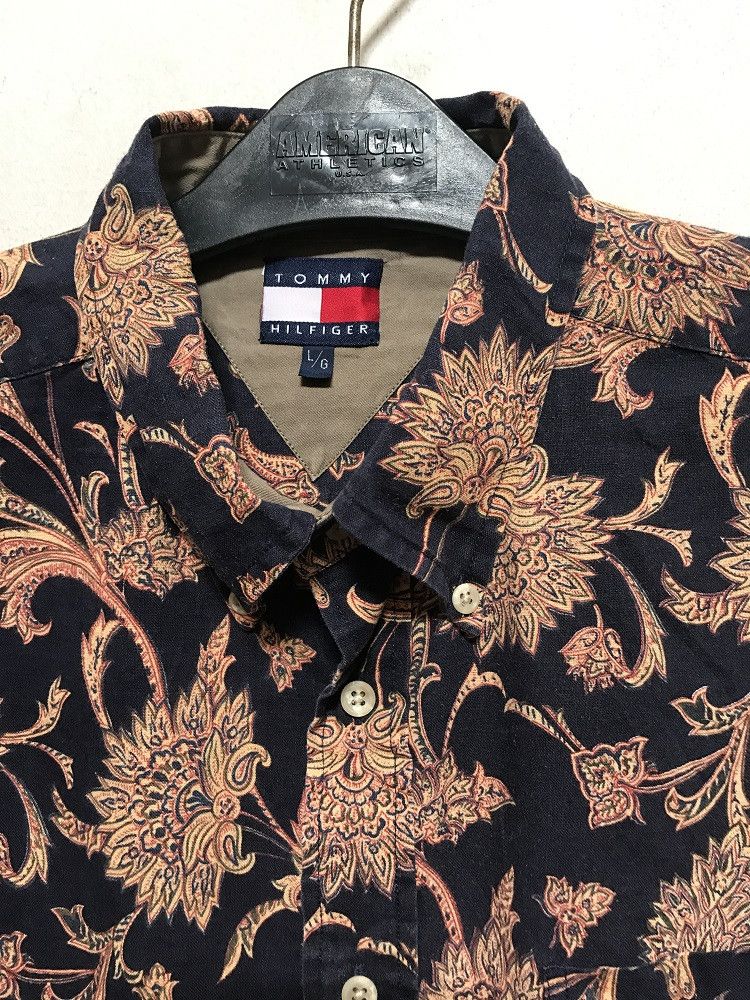 Tommy Hilfiger Vintage Tommy Hilfiger Flower Linen Blend Oversized Shirt Size US XL / EU 56 / 4 - 8 Thumbnail