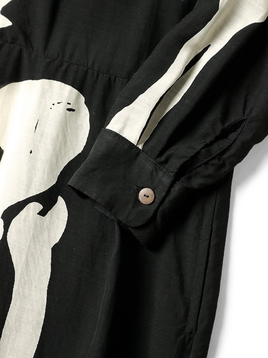 Kapital Silk Rayon BONE Print Open Collar One Piece