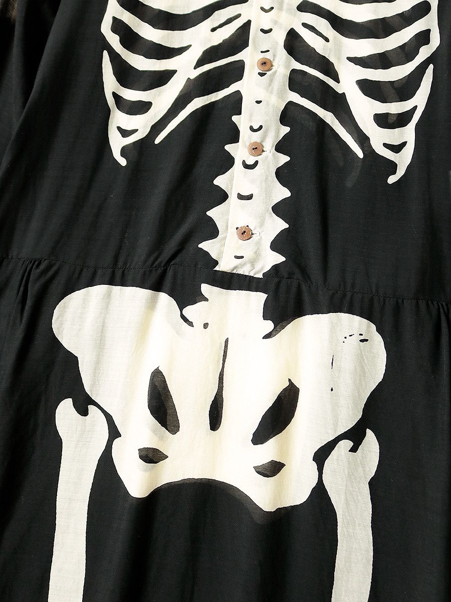 Kapital Silk Rayon BONE Print Open Collar One Piece