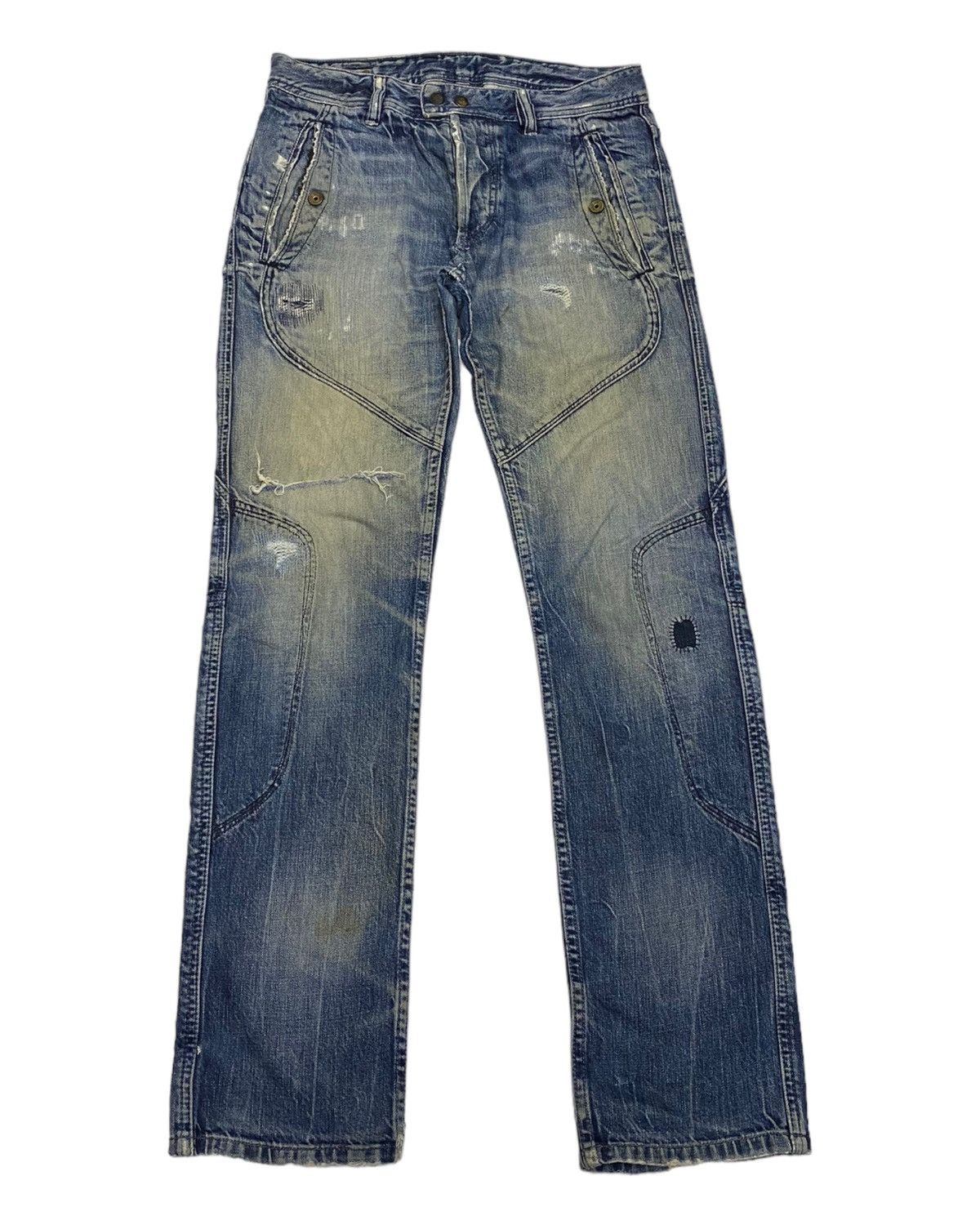 Diesel DIESEL DENIM BIKER JEANS ZIGZAG PATCHWORK DISTRESSED Size US 33 - 3 Thumbnail