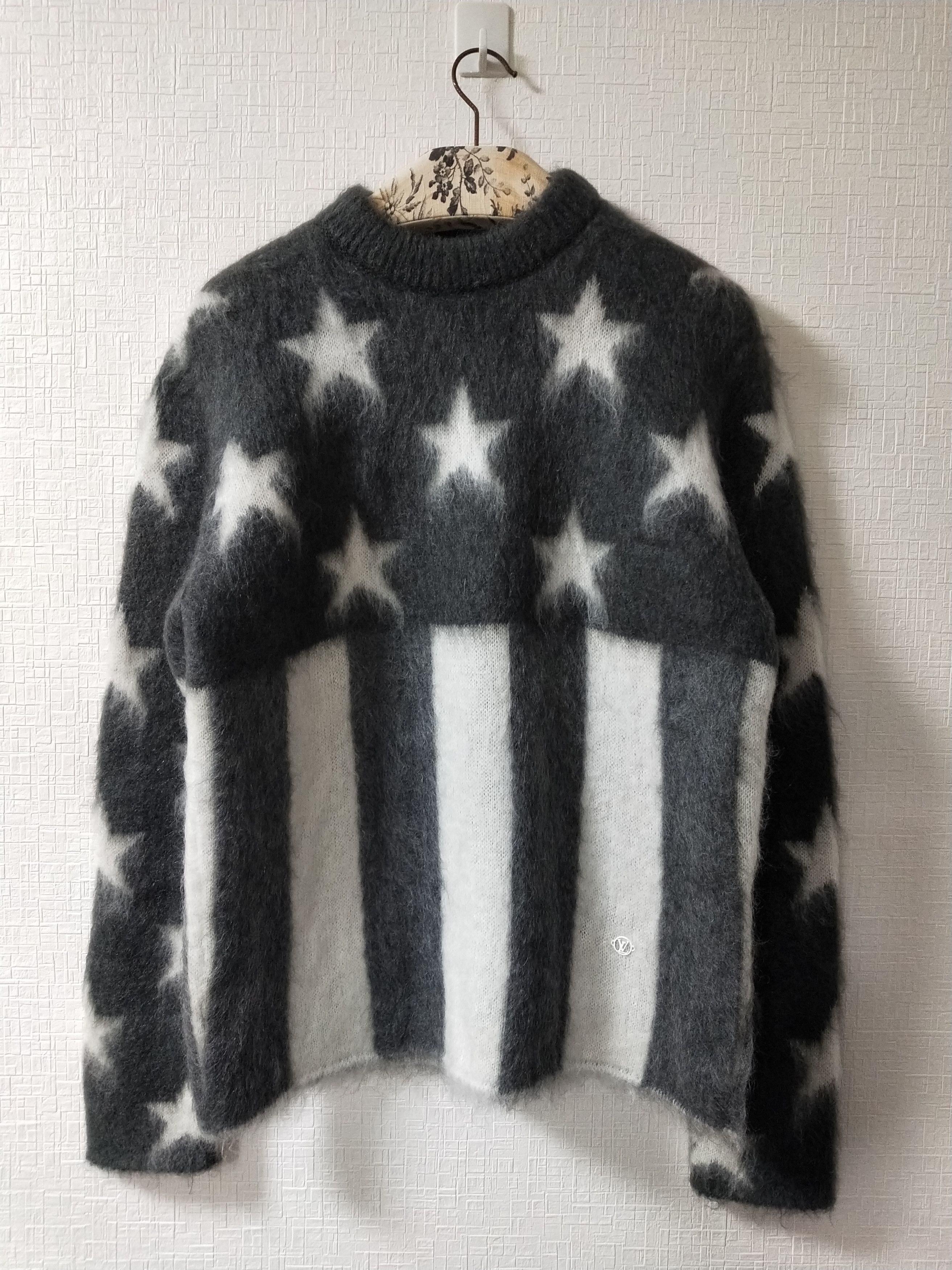 image of Louis Vuitton Usa Flag Mohair Sweater in Grey, Men's (Size Medium)