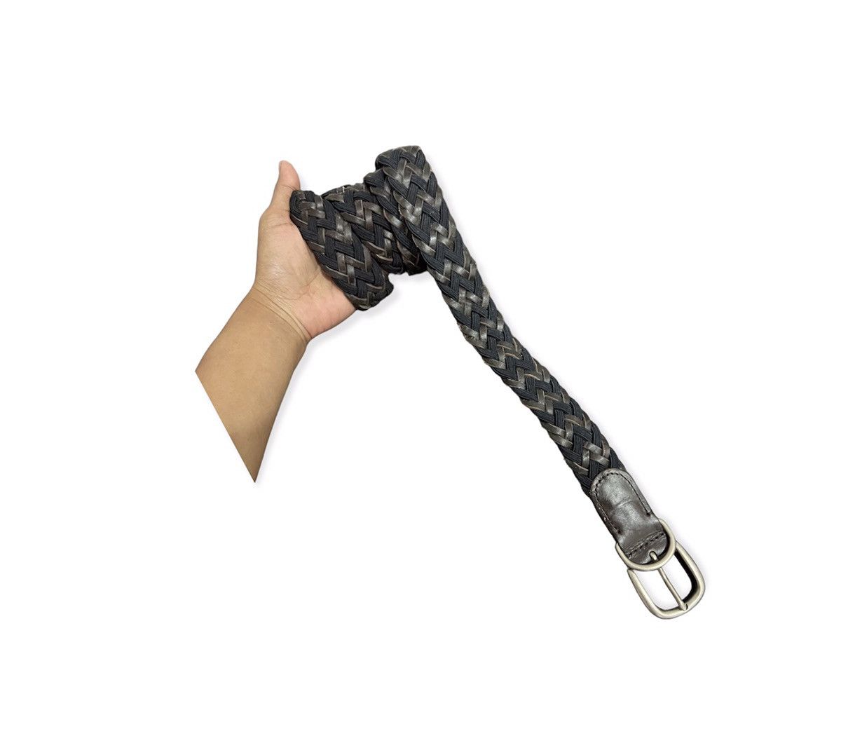 image of Braided Genuine Leather Buckle Belt, Men's
