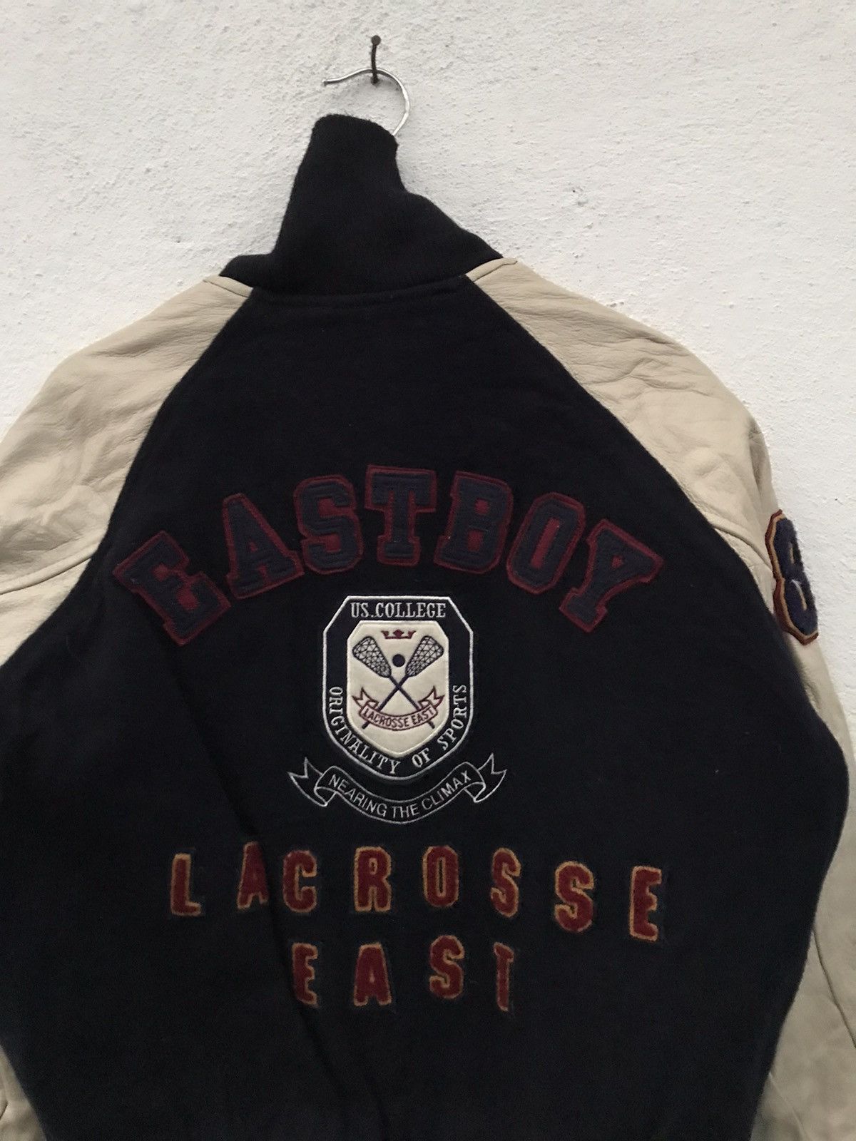 Japanese Brand East Boy Lacrosse East Embroidered Big Logo Varsity Jackets Size US S / EU 44-46 / 1 - 12 Thumbnail