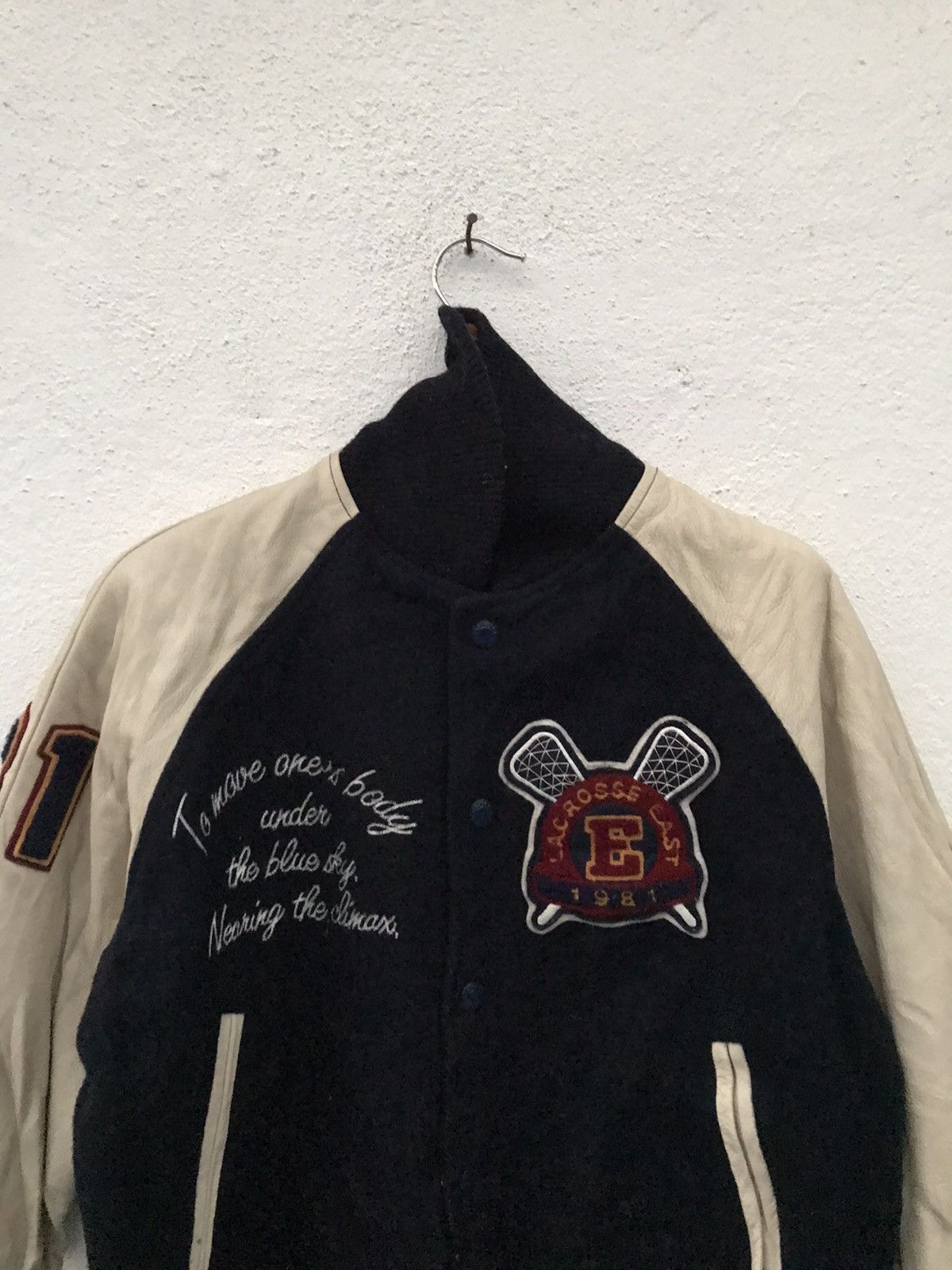 Japanese Brand East Boy Lacrosse East Embroidered Big Logo Varsity Jackets Size US S / EU 44-46 / 1 - 3 Thumbnail