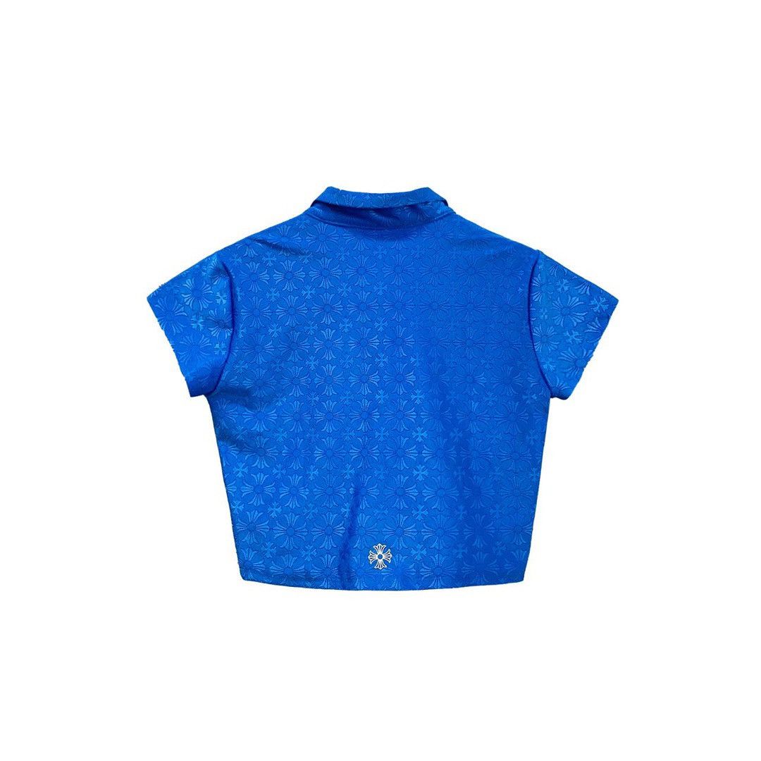Chrome Hearts Chrome Hearts Blue Cross Logo Short Sleeve Polo Crop Top Size S / US 4 / IT 40 - 2 Thumbnail