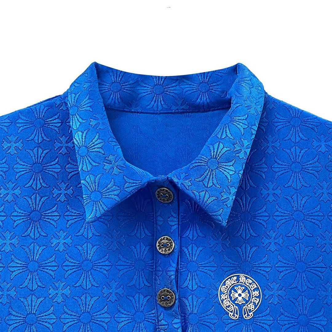 Chrome Hearts Chrome Hearts Blue Cross Logo Short Sleeve Polo Crop Top Size S / US 4 / IT 40 - 3 Thumbnail