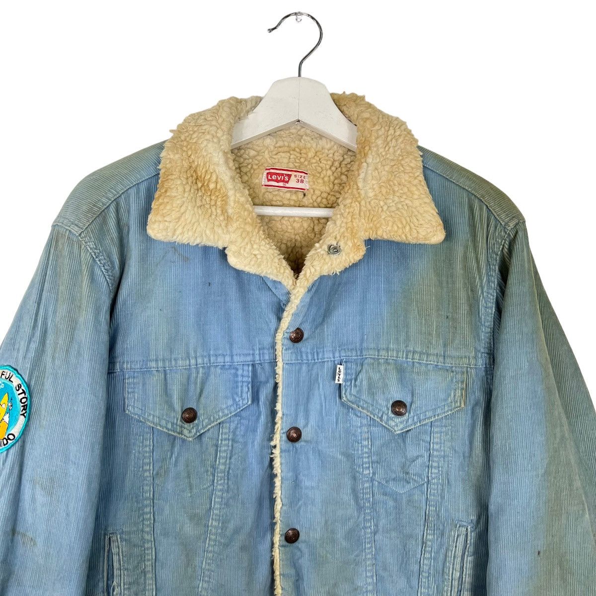 Levi's 💥 VINTAGE 70s LEVIS CORDUROY SHERPA LINER TRUCKER JACKET Size US M / EU 48-50 / 2 - 3 Thumbnail