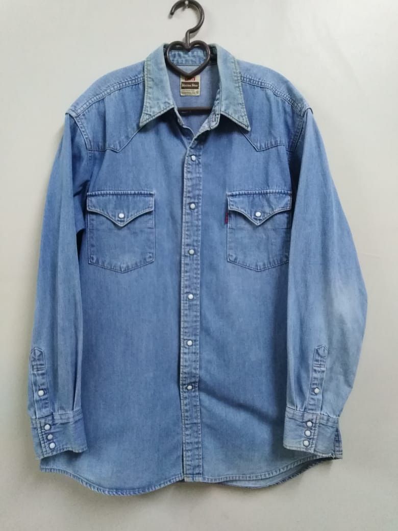 image of Levis x Momotaro Vintage Levi's Chambray Western Wear in Blue Distressed, Men's (Size Large)