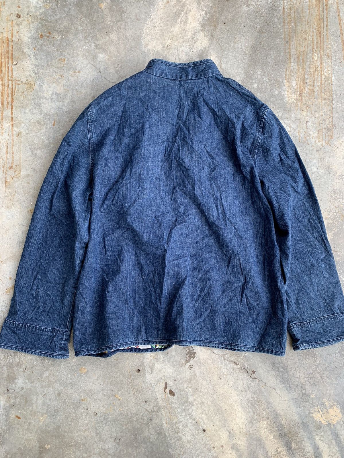 Vintage Vintage Alfred Embroided Flora Buttonless Cardigan Denim Size US L / EU 52-54 / 3 - 3 Thumbnail
