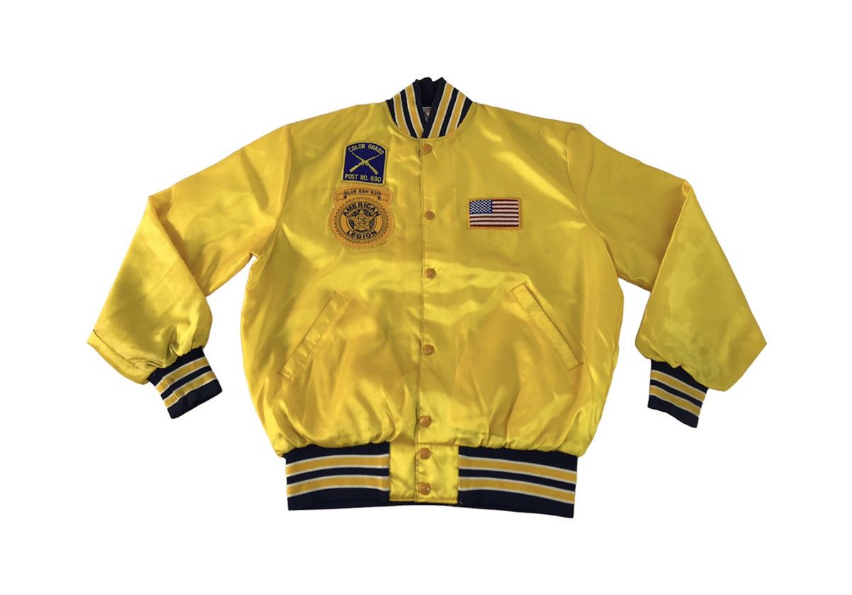 Vintage Varsity Bomber Jacket American Legion Blue Ash College Satin Size US L / EU 52-54 / 3 - 2 Thumbnail