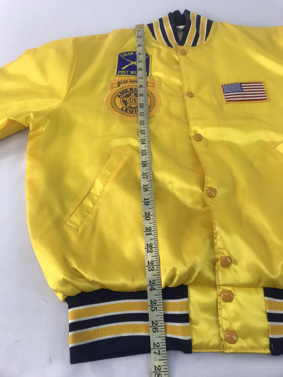 Vintage Varsity Bomber Jacket American Legion Blue Ash College Satin Size US L / EU 52-54 / 3 - 11 Thumbnail