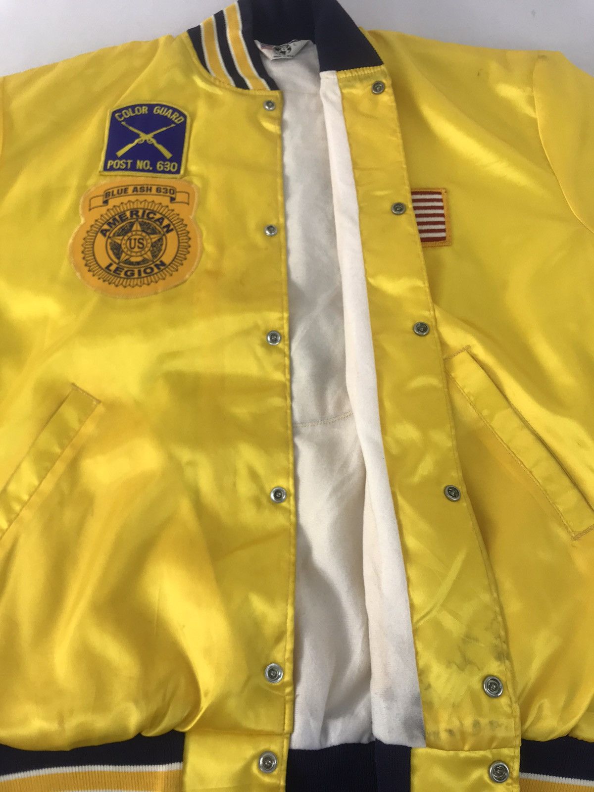 Vintage Varsity Bomber Jacket American Legion Blue Ash College Satin Size US L / EU 52-54 / 3 - 5 Thumbnail
