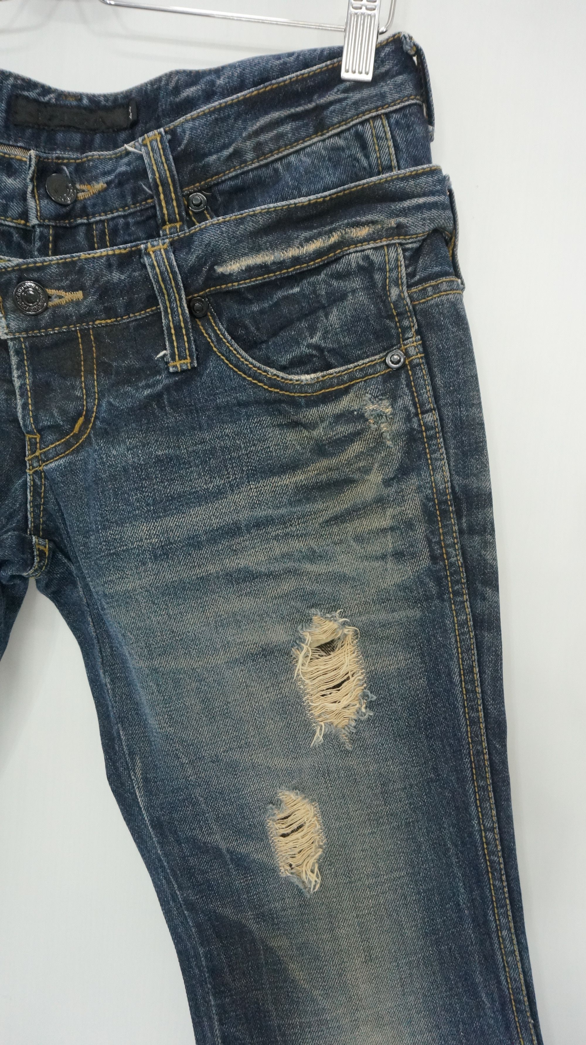 GOSTAR DE FUGA FUGA Vintage Distressed Double Waist Lowrise Flared Jeans Size US 30 / EU 46 - 6 Thumbnail