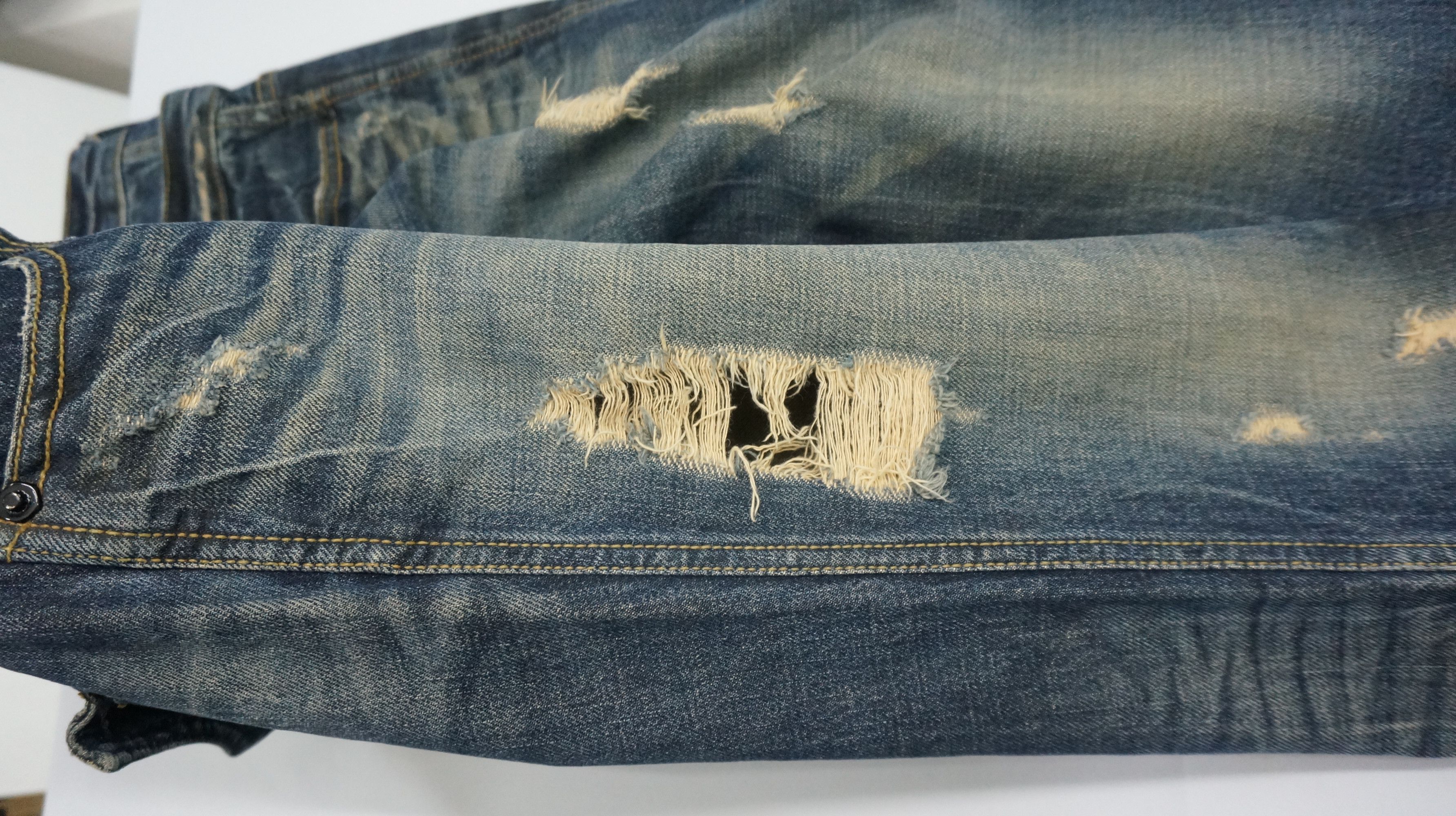 GOSTAR DE FUGA FUGA Vintage Distressed Double Waist Lowrise Flared Jeans Size US 30 / EU 46 - 12 Thumbnail