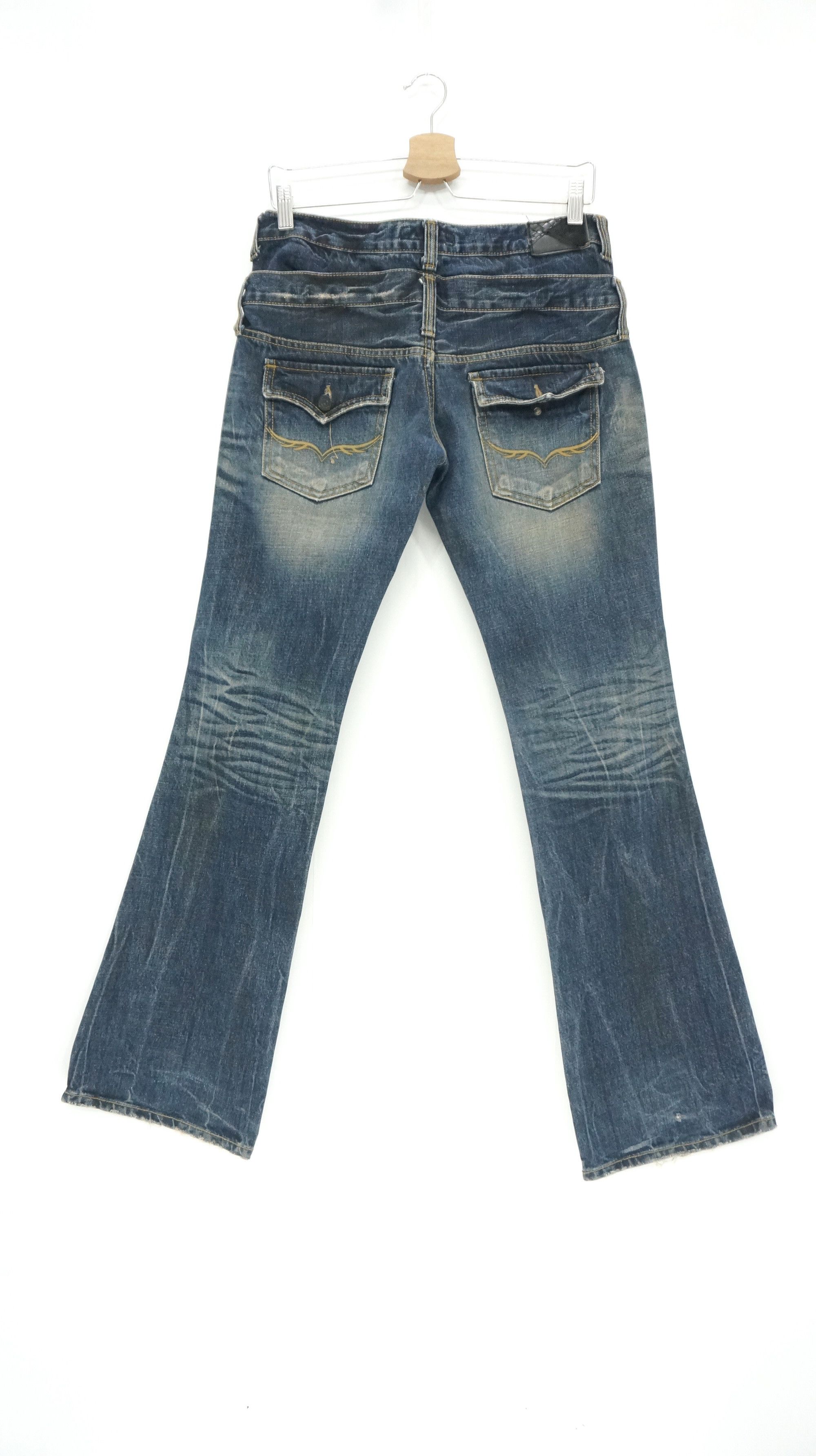 GOSTAR DE FUGA FUGA Vintage Distressed Double Waist Lowrise Flared Jeans Size US 30 / EU 46 - 2 Thumbnail