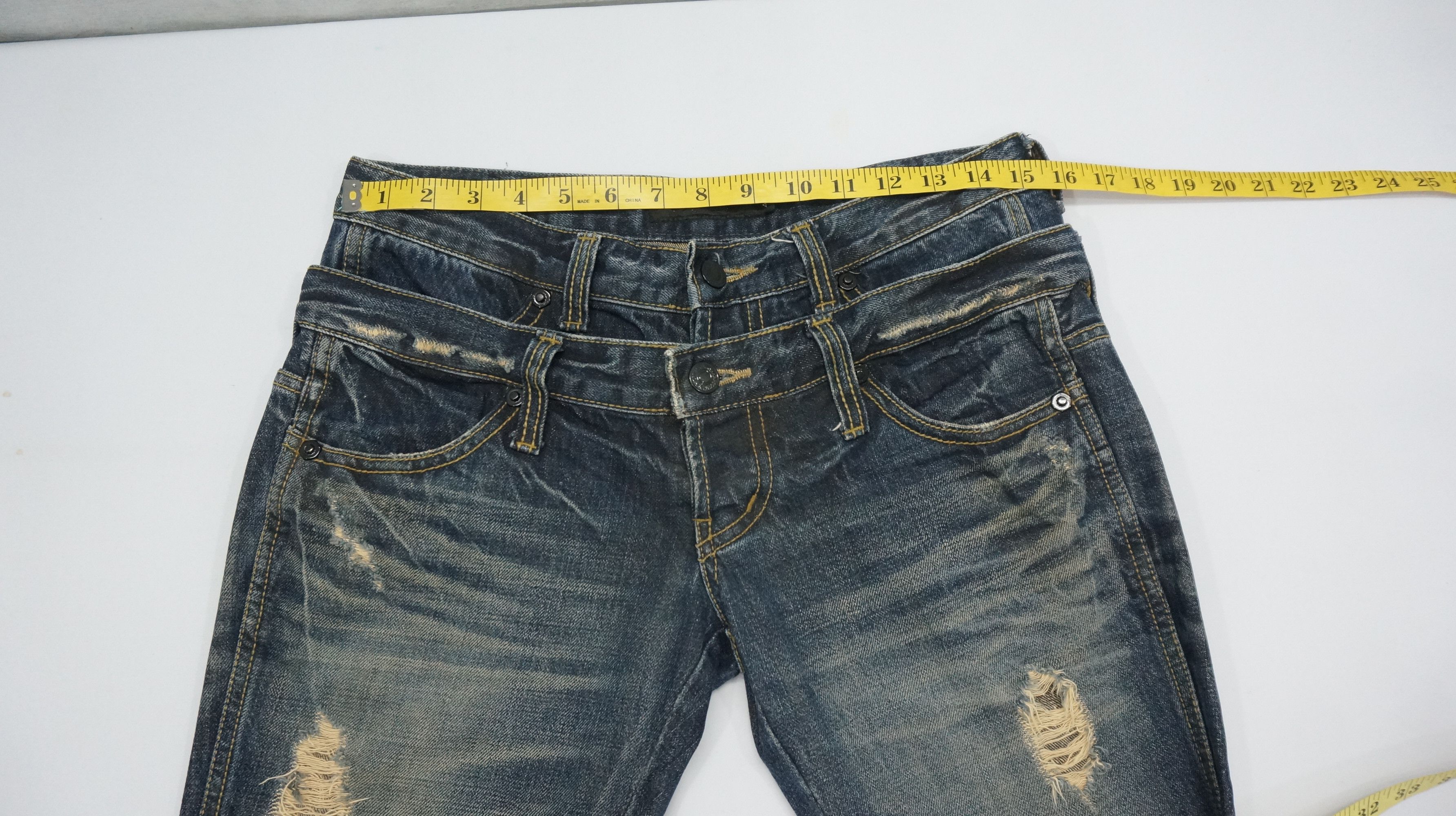GOSTAR DE FUGA FUGA Vintage Distressed Double Waist Lowrise Flared Jeans Size US 30 / EU 46 - 13 Thumbnail