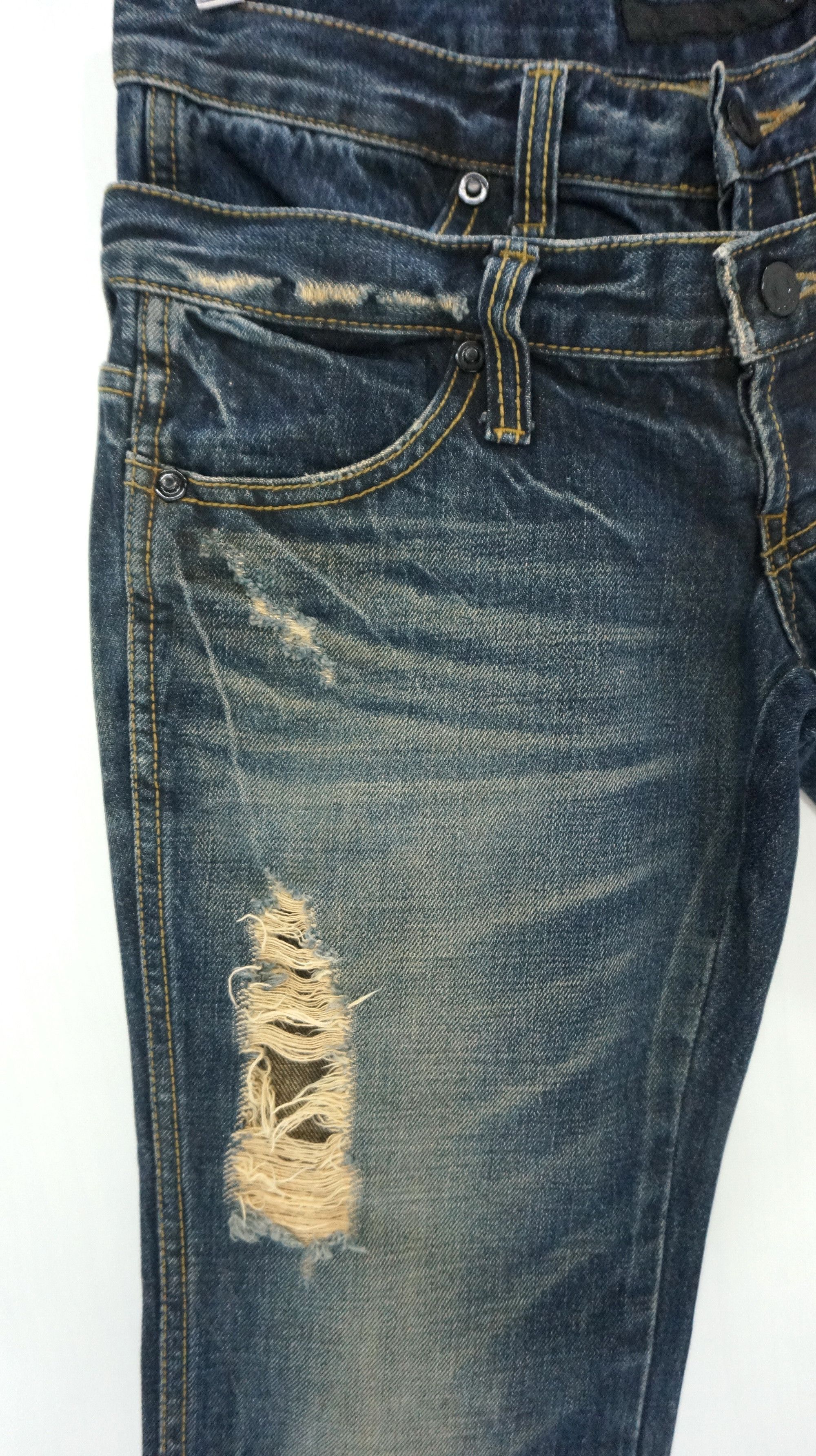 GOSTAR DE FUGA FUGA Vintage Distressed Double Waist Lowrise Flared Jeans Size US 30 / EU 46 - 5 Thumbnail