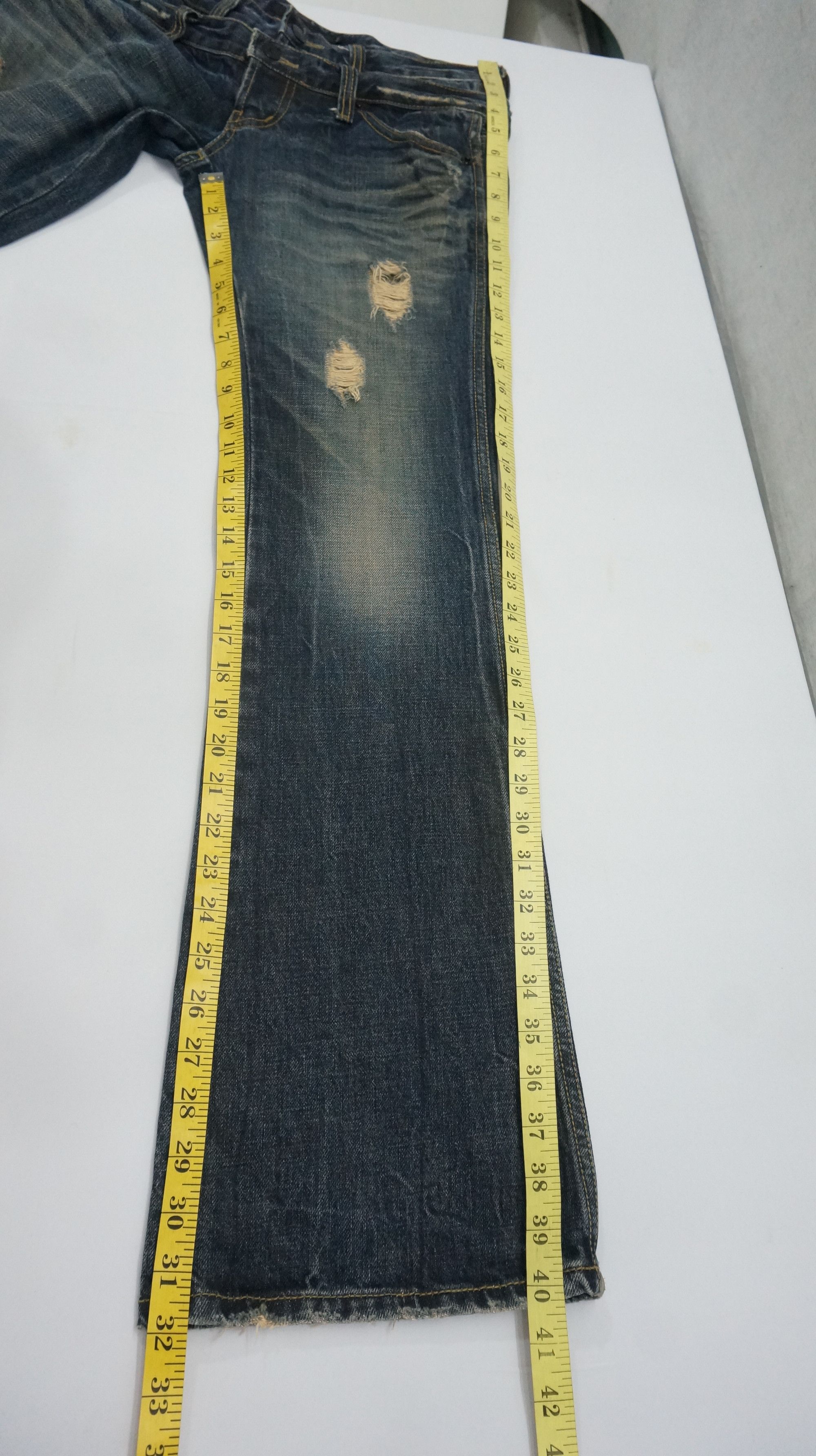 GOSTAR DE FUGA FUGA Vintage Distressed Double Waist Lowrise Flared Jeans Size US 30 / EU 46 - 15 Thumbnail