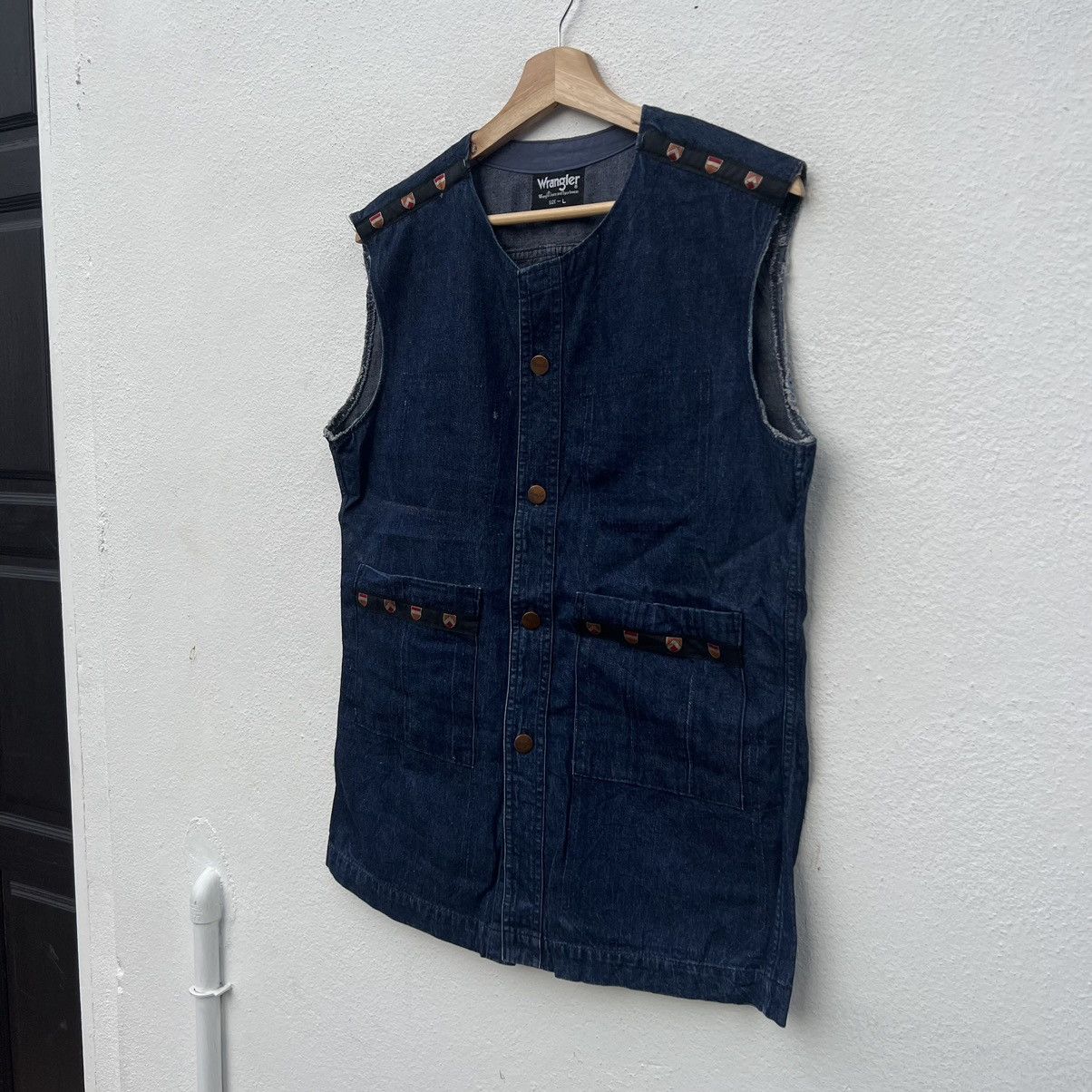 Japanese Brand VINTAGE WRANGLER VEST TANK TOP DENIM DESIGN Size US L / EU 52-54 / 3 - 2 Thumbnail