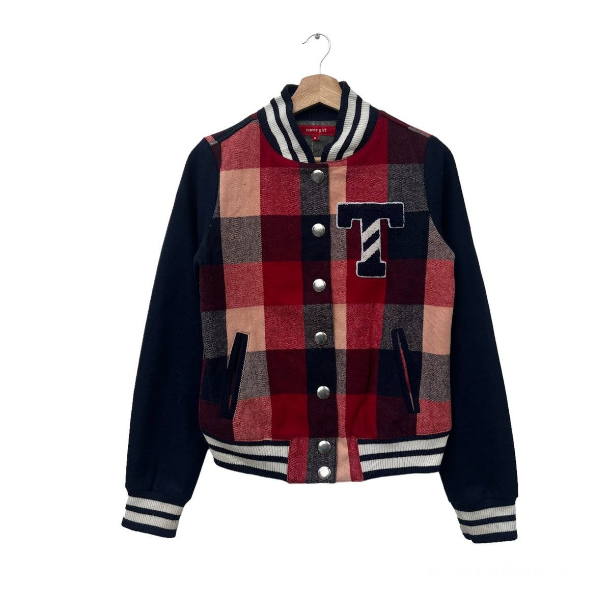 Japanese Brand VINTAGE VARSITY JACKET TOMMY GIRL TARTAN DESIGN Size M / US 6-8 / IT 42-44 - 1 Thumbnail