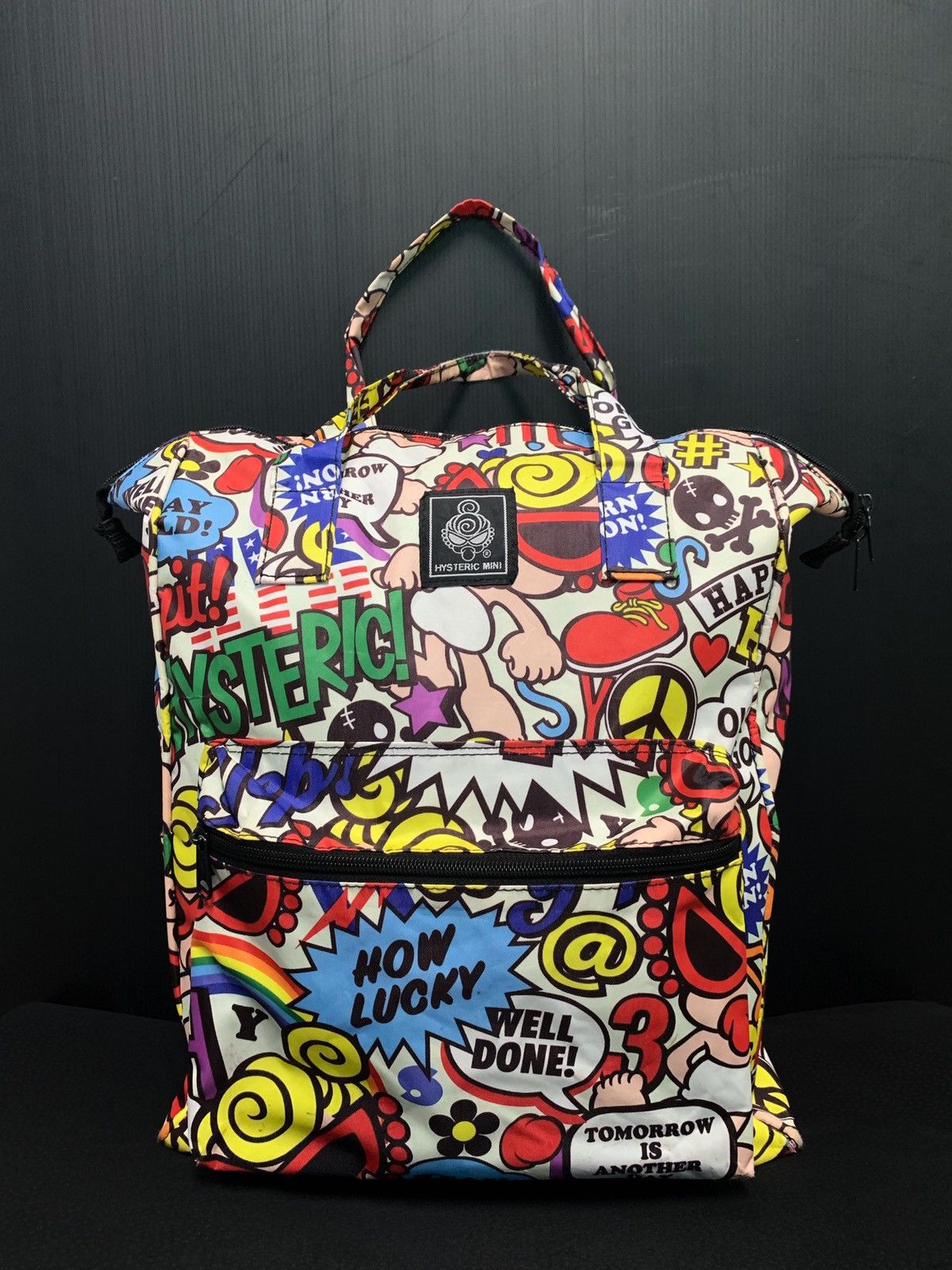 Sac Fourre-tout Hysteric Glamour - Imprimé Comics All Over Sur Toile Blanche - Taille Moyenne - Occasion Très Peu Utilisée