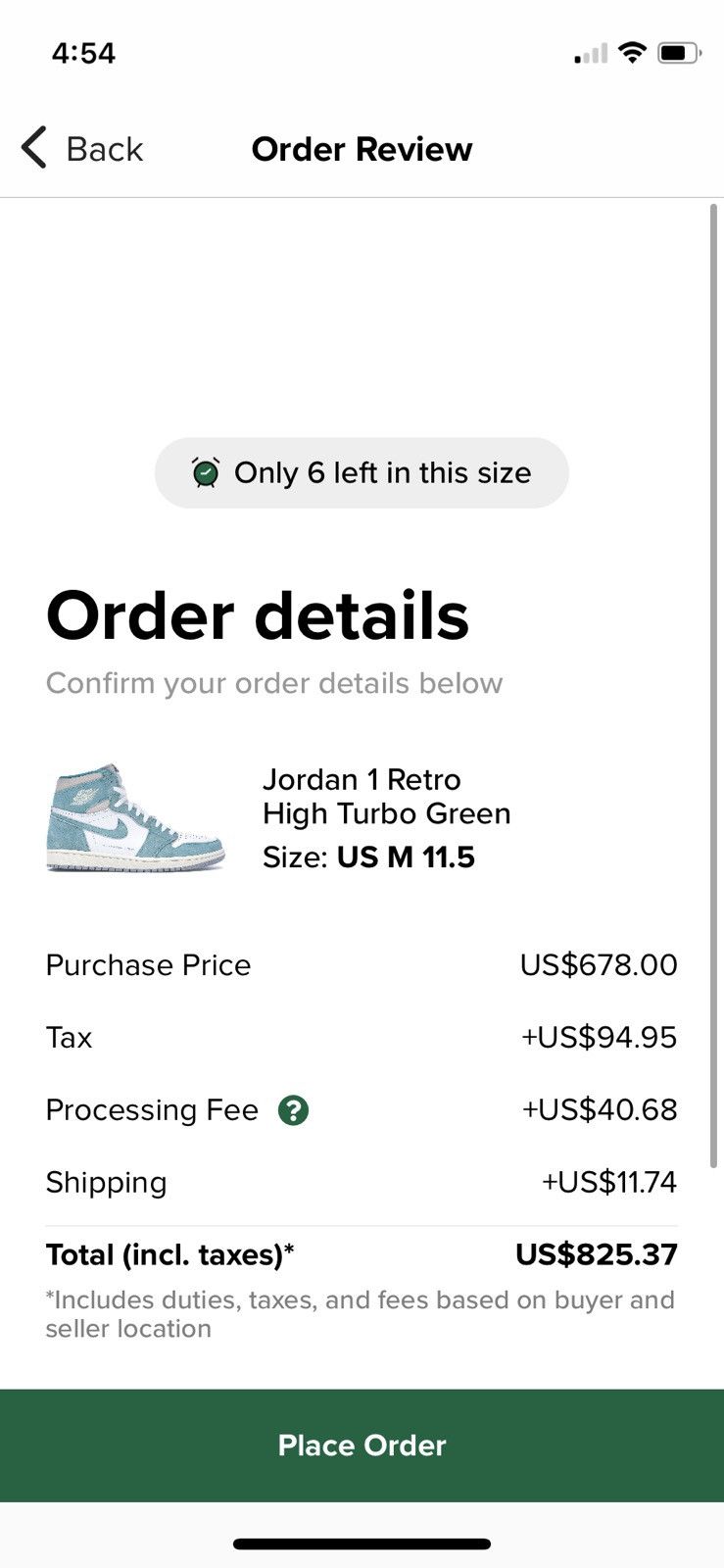 Jordan Brand × Nike Air Jordan 1 Retro High OG Turbo Green 2019 Size US 11.5 / EU 44-45 - 11 Thumbnail